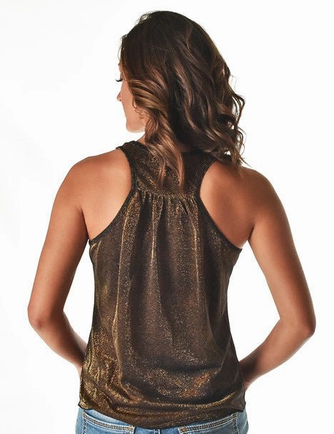 Relaxed Vibe Durable Stitching Cowgirl Tuff Womens Shimmer Breathe Copper Nylon S/L Tank Top