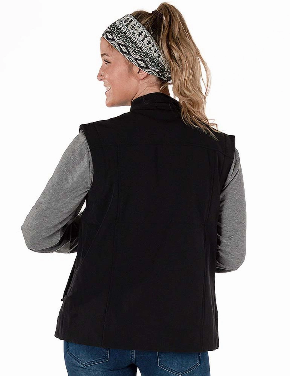 Modular Layering Cowgirl Tuff Womens Stretch Black Nylon Softshell Vest