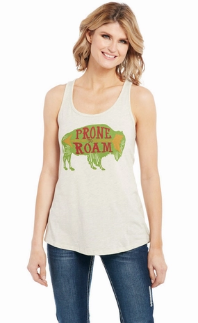 Functional Wear Durable Material Cowgirl Up Womens Prone To Roam Heather Oatmeal Cotton Blend S/L Tank Top