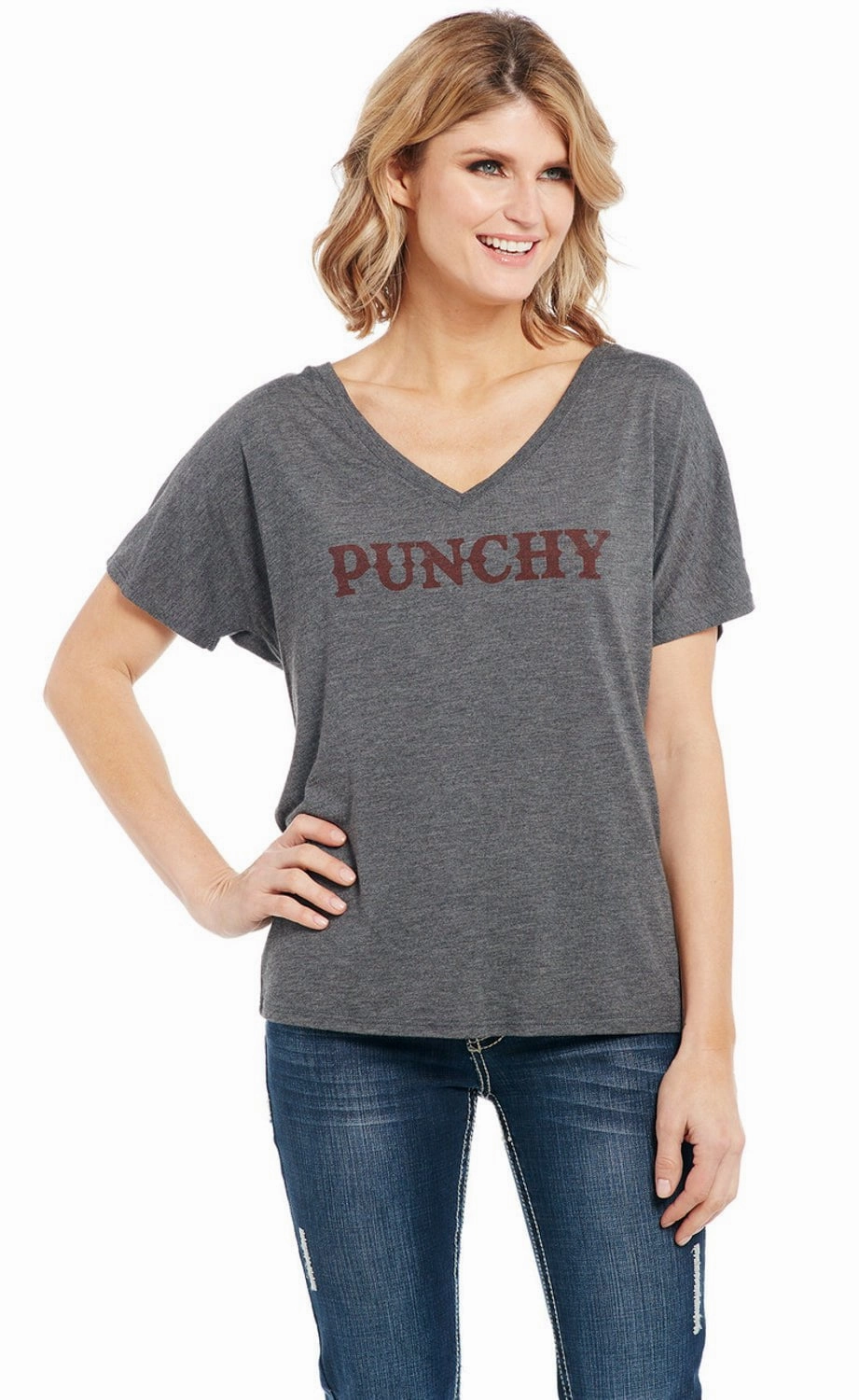 Smooth Finish Plus size option Cowgirl Up Womens Punchy Boyfriend Heather Grey Polyester S/S T-Shirt