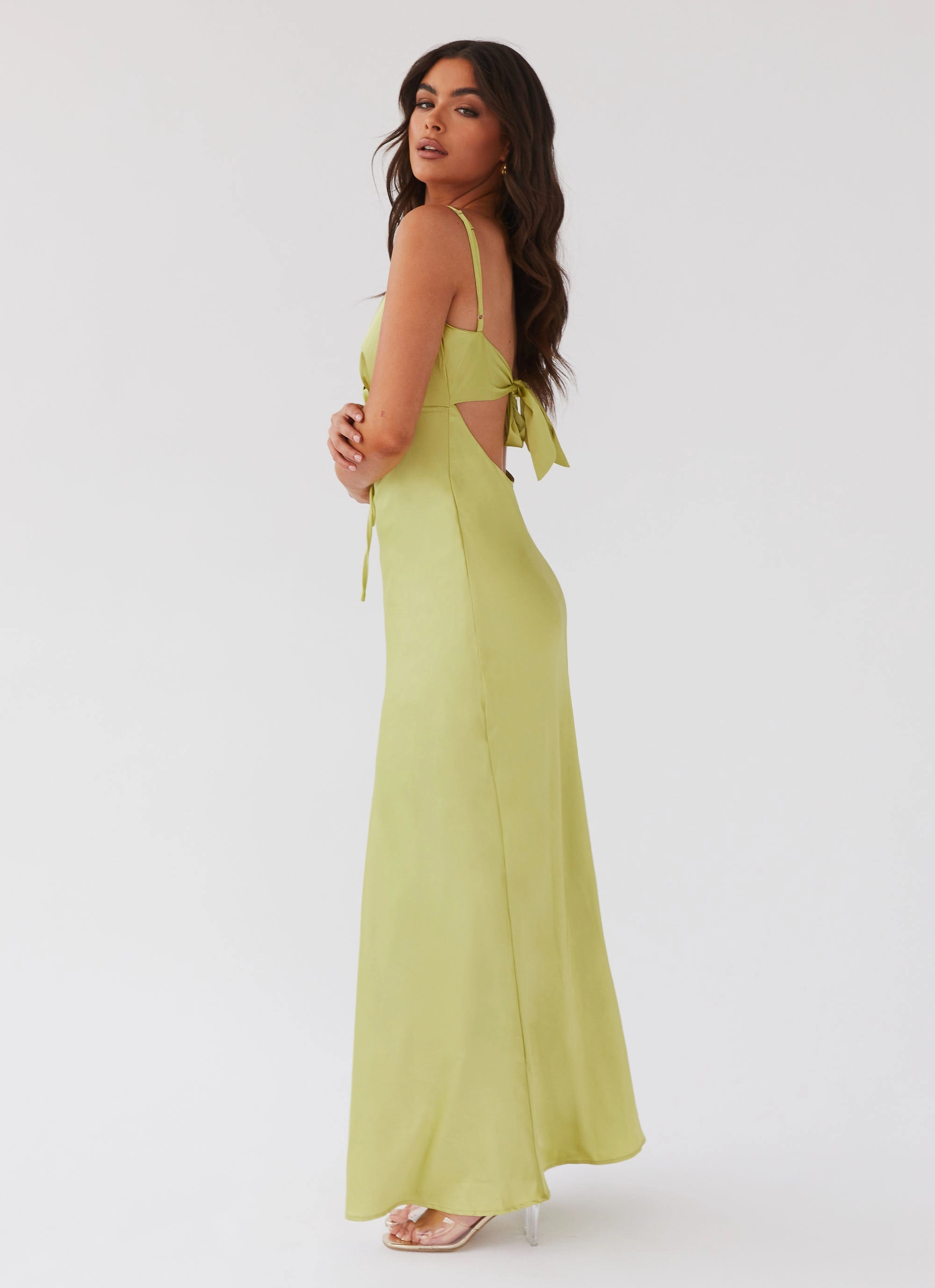 Pastel Shade Flora Satin Maxi Dress - Green Expectations