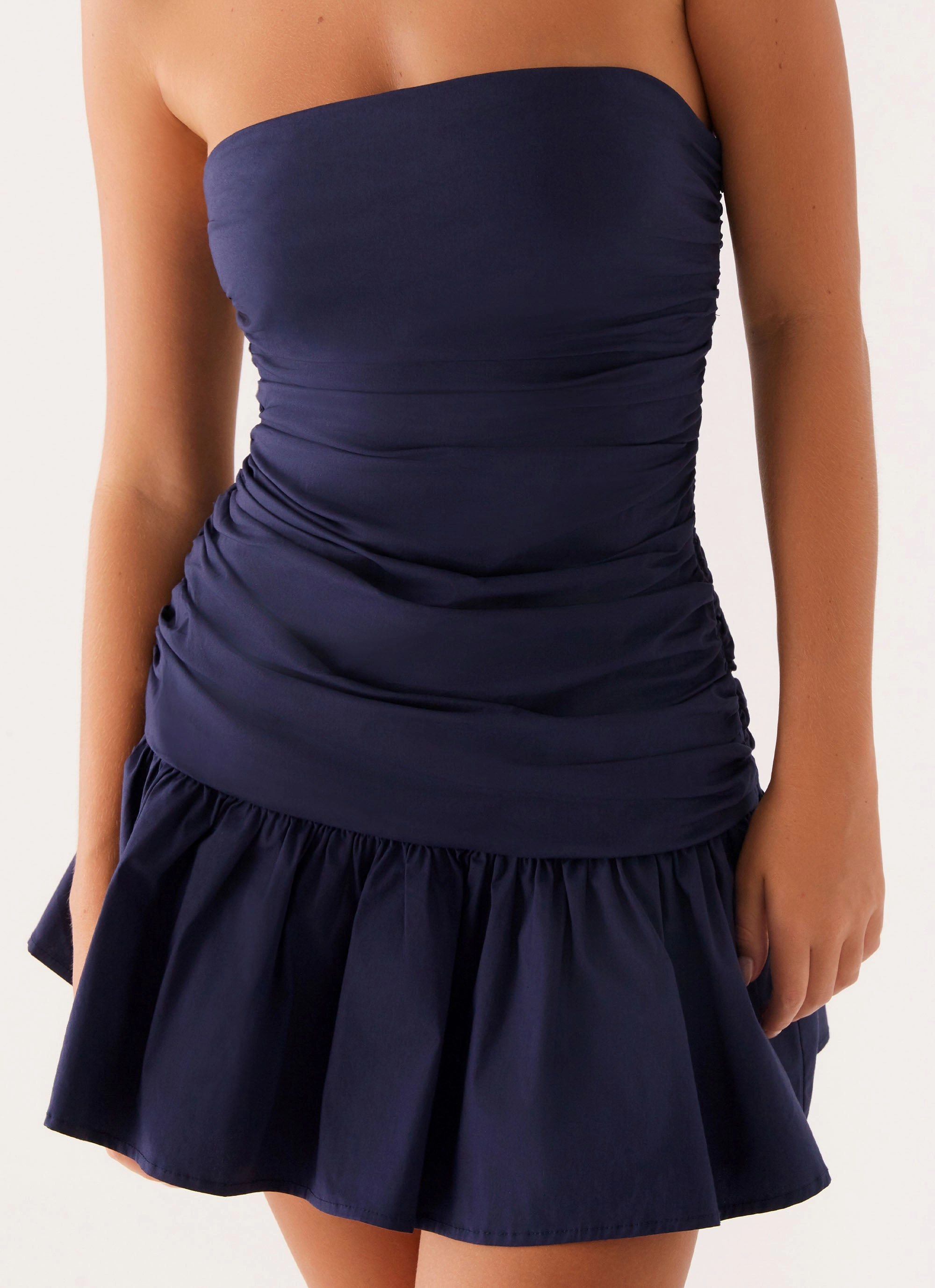 Fashionably Warm Carmel Mini Dress - Navy