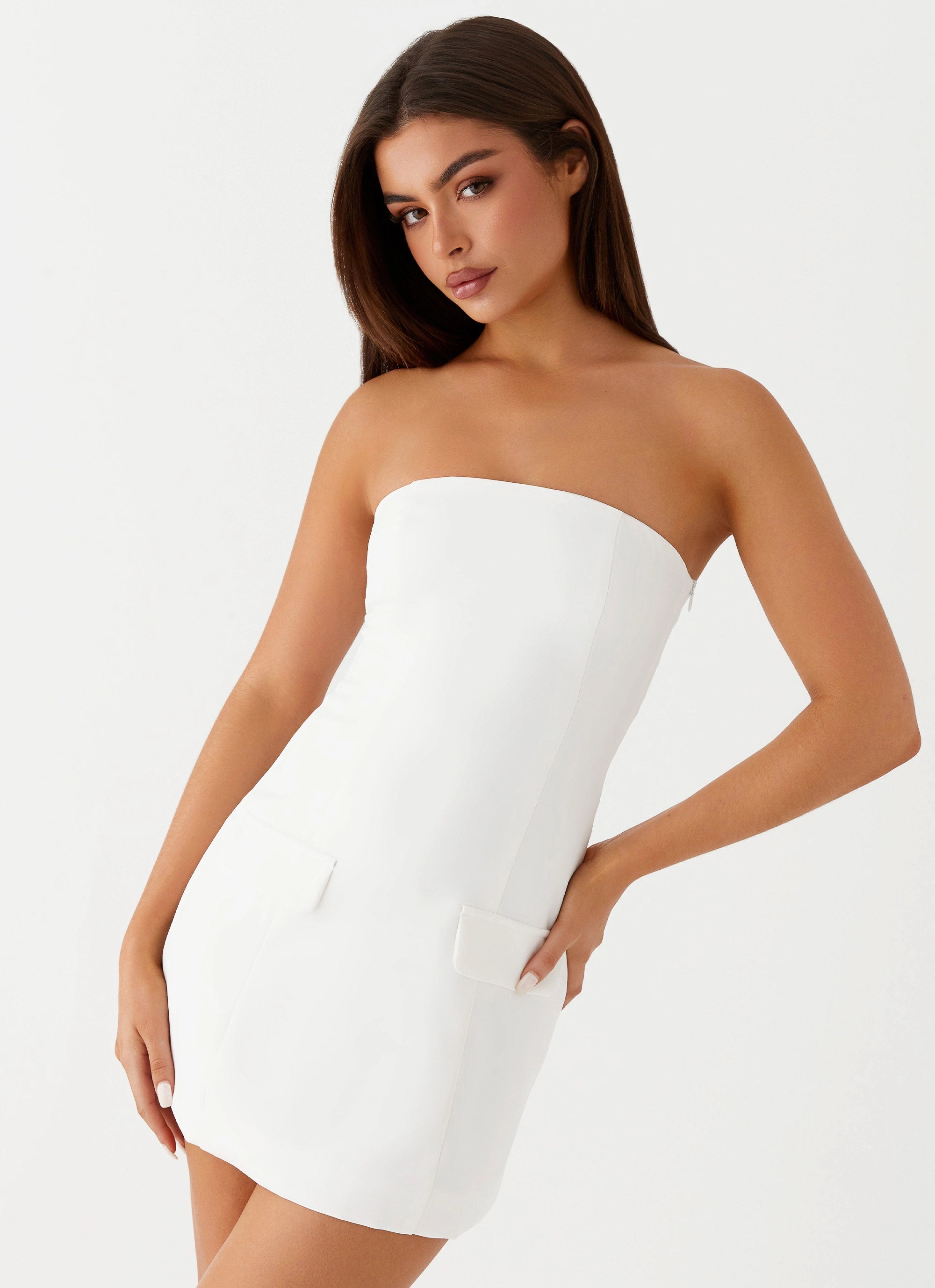 Affordable Fashion Essential winter wear Allora Strapless Mini Dress - White