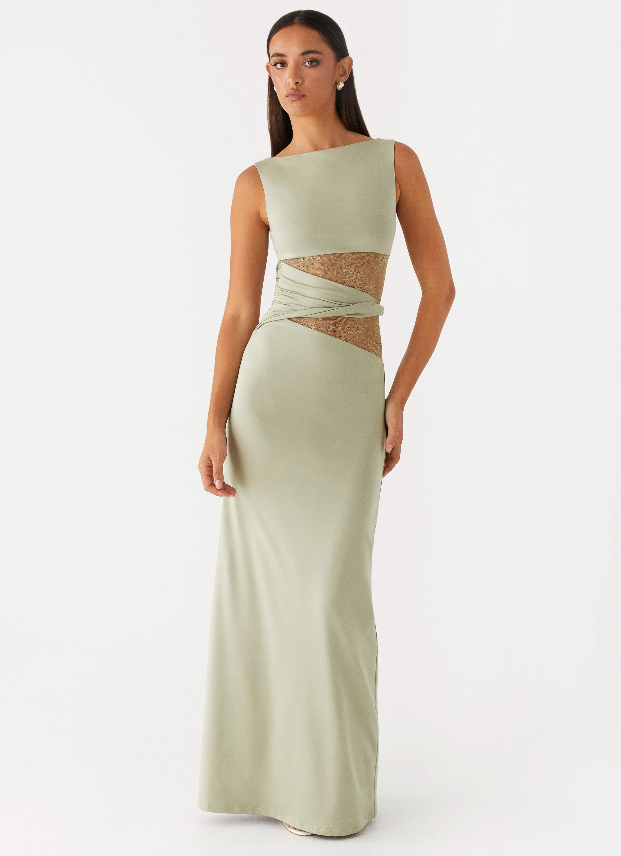 High Fashion Outerwear Karma Maxi Dress - Sage