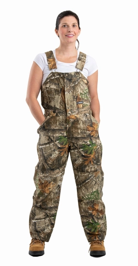 stain resistant coating Berne Realtree Edge 100% Cotton Womens Softstone Insulated Bib Overall
