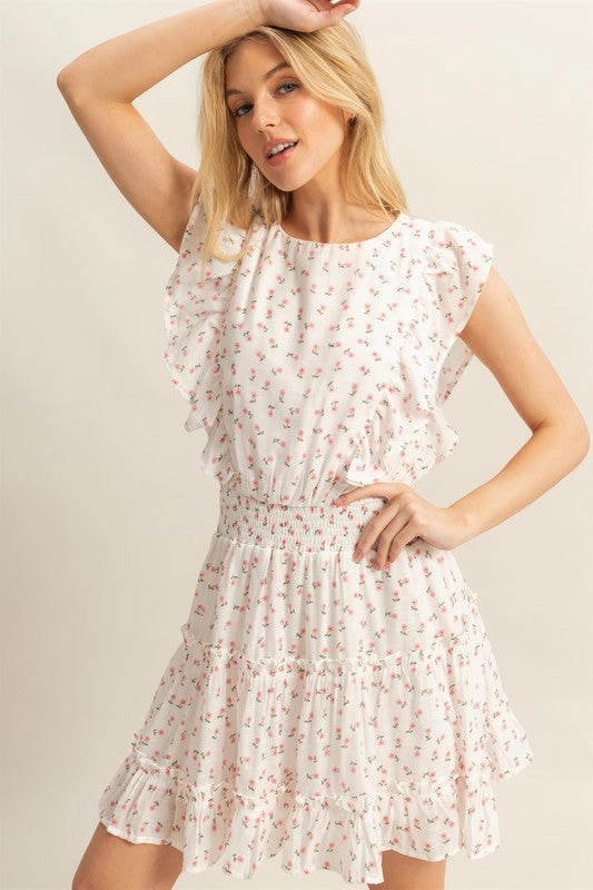 Sister Glow Kim Ditsy Floral Print Ruffle Mini Dress