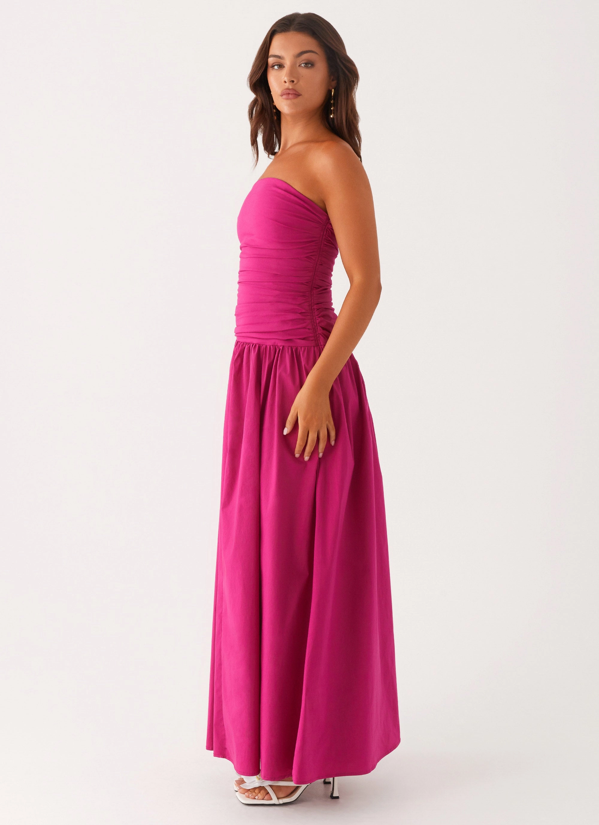 Cold Season Coat Autumn Outerwear Carmel Maxi Dress - Fuchsia