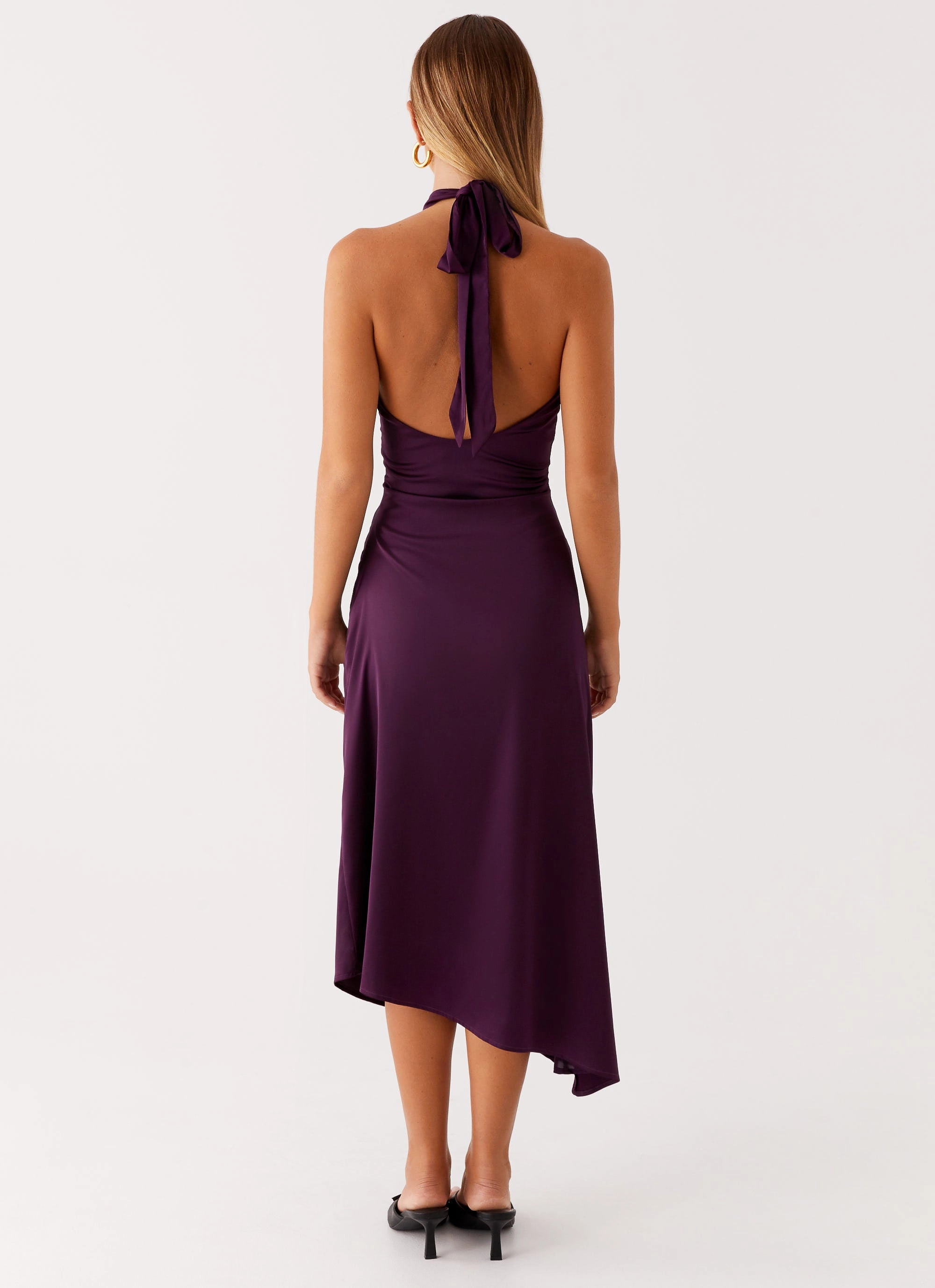 Puffer Outerwear Casta Halterneck Midi Dress - Plum