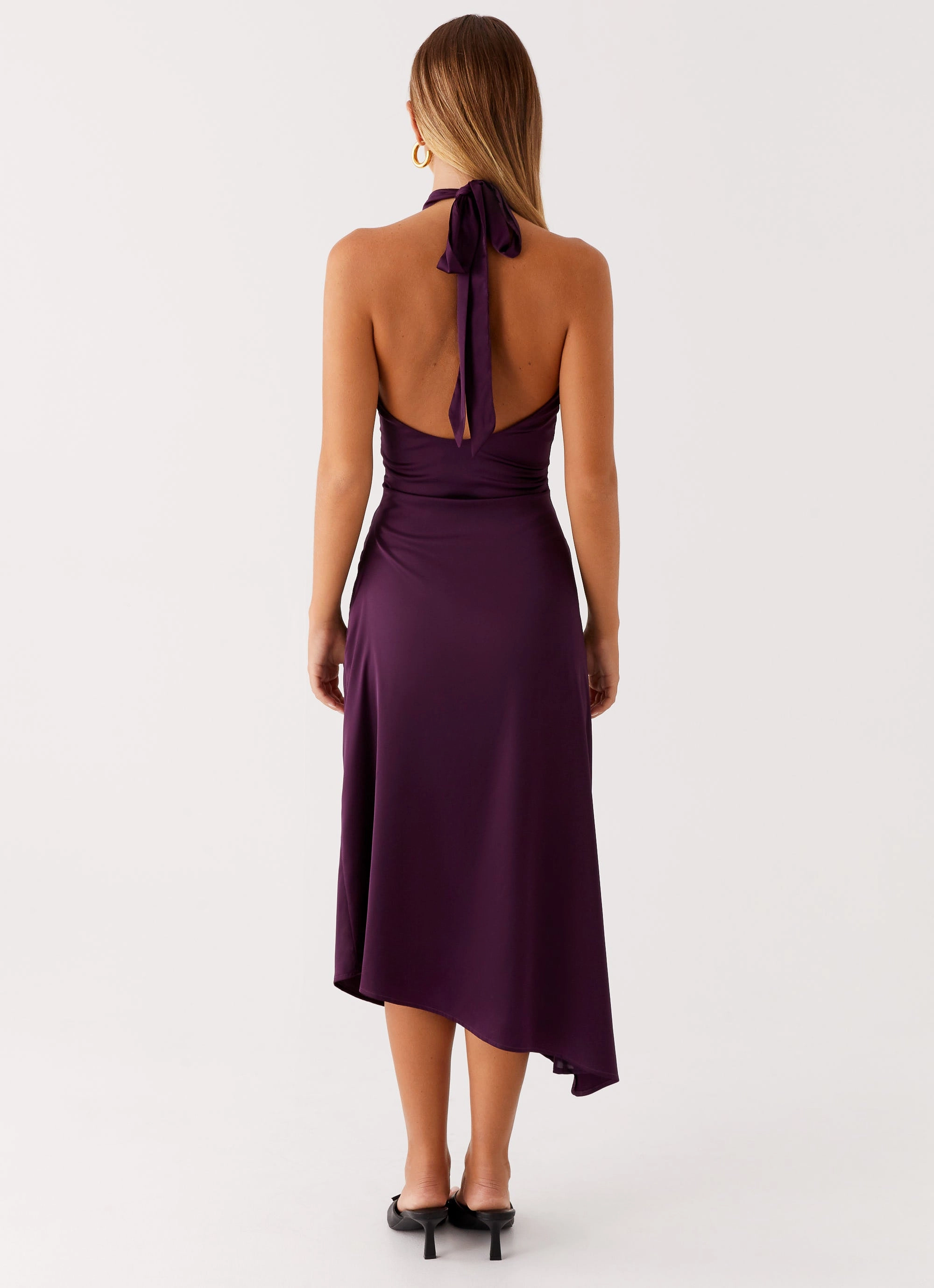 Casta Halterneck Midi Dress - Plum Soft Wool Coat