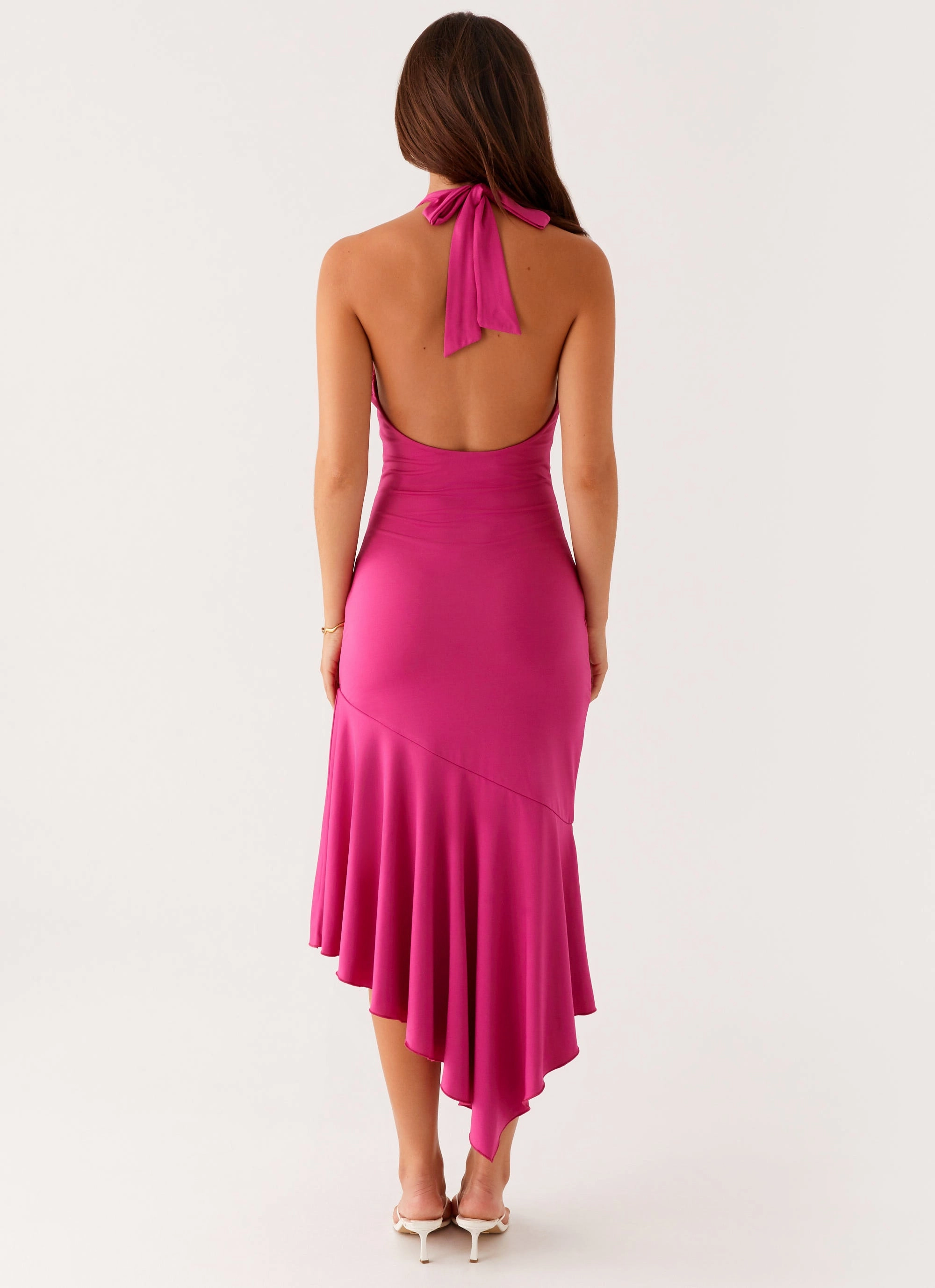 Perdita Midi Dress - Fuchsia Glossy Finish