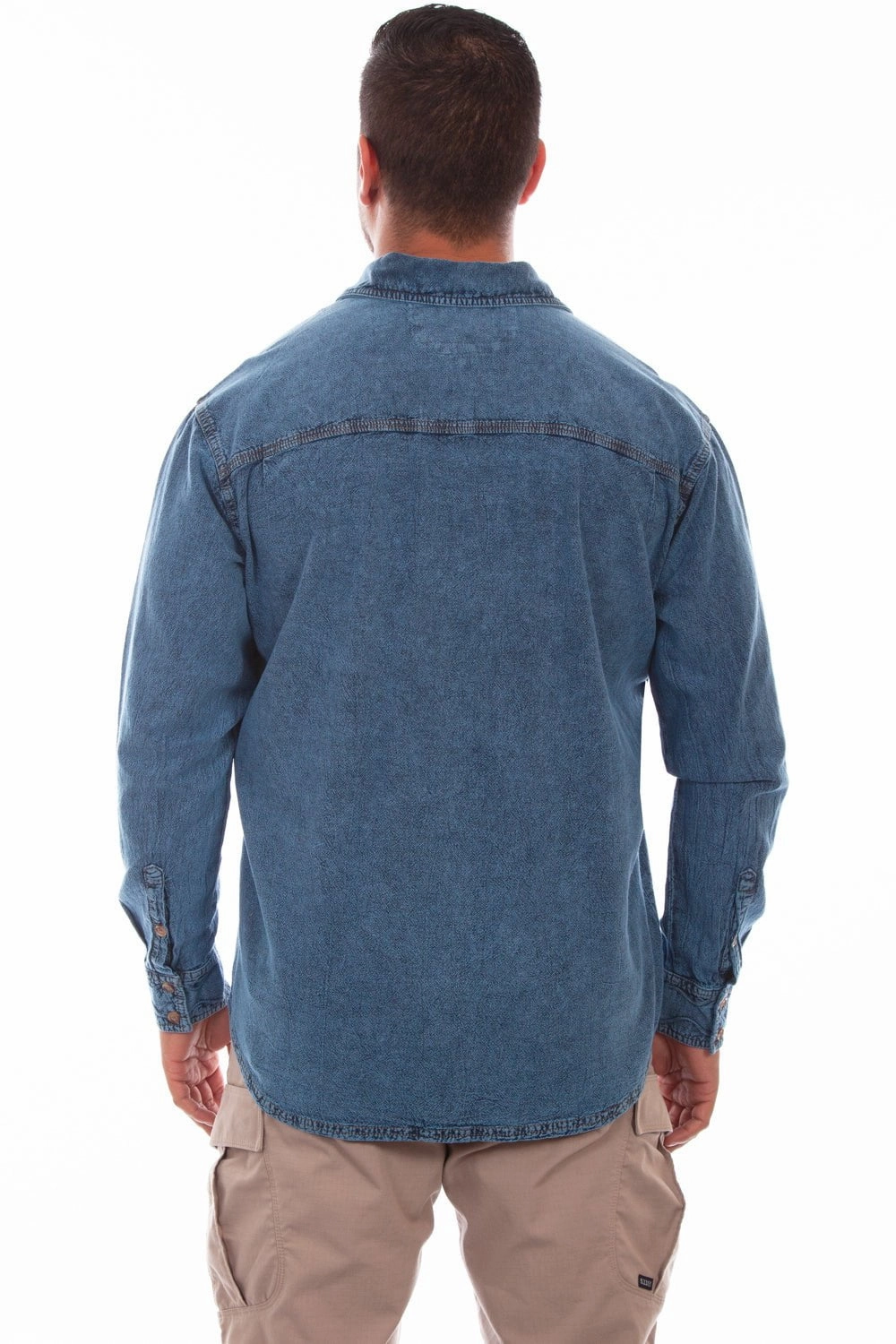 Sporty Look Scully Mens Lt Washed Denim 100% Cotton Trail Walk L/S Shirt