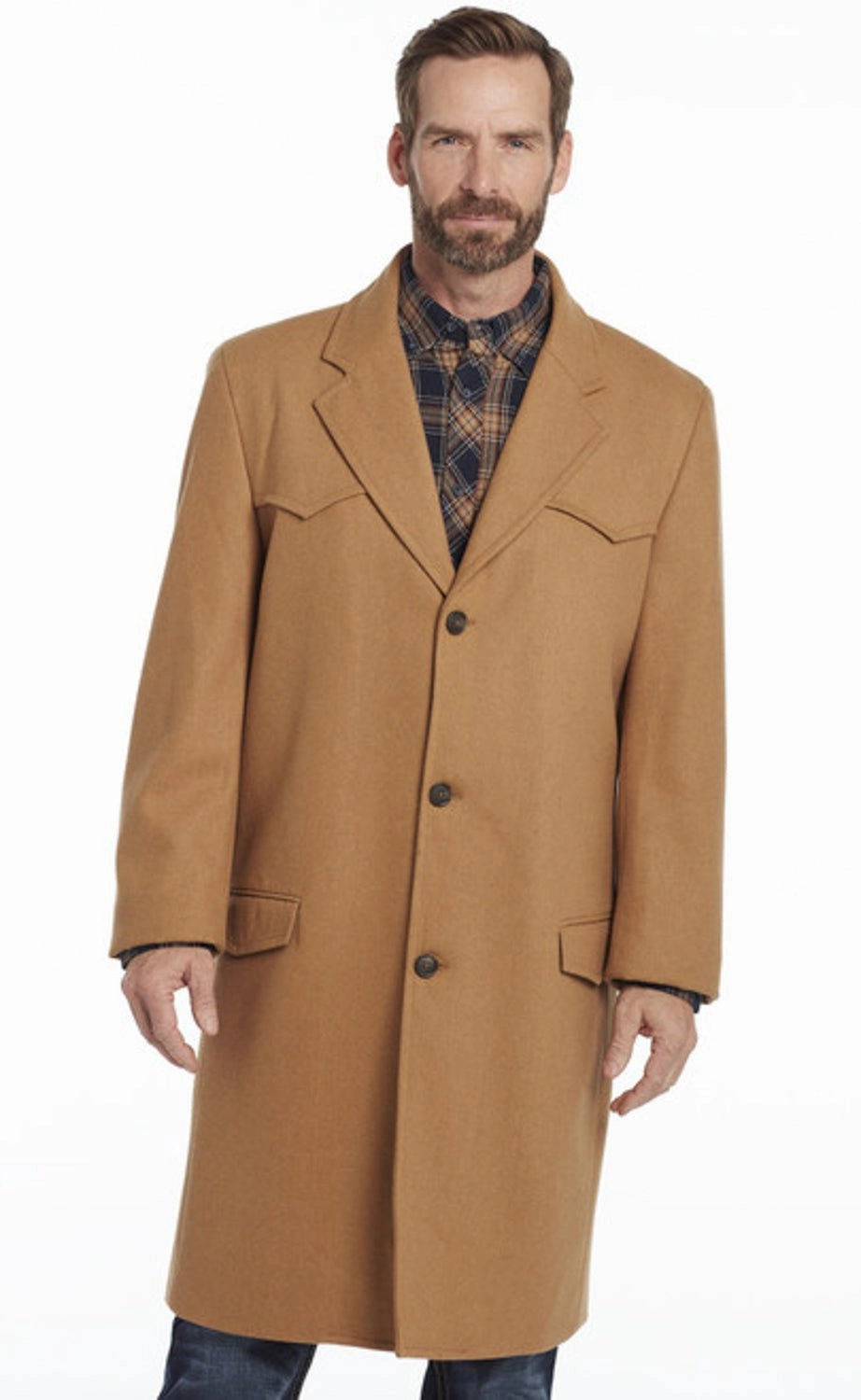 Cripple Creek Mens Concealed Carry Melton Camel Wool Blend Overcoat Sleek Outdoor Look
