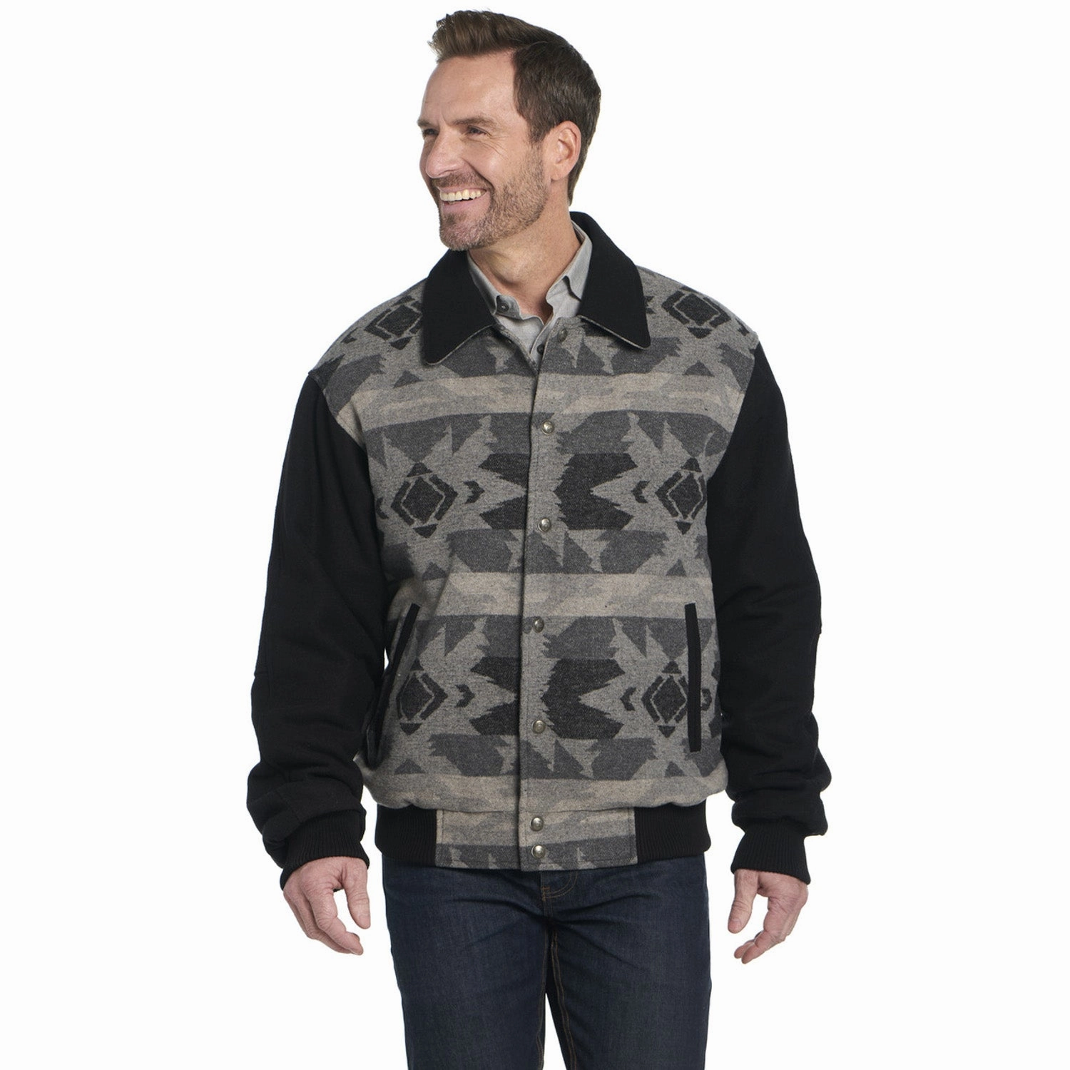 Cripple Creek Mens Navajo Blanket Snap CCP Mountain Mist 100% Polyester Vest Bonded Zippers