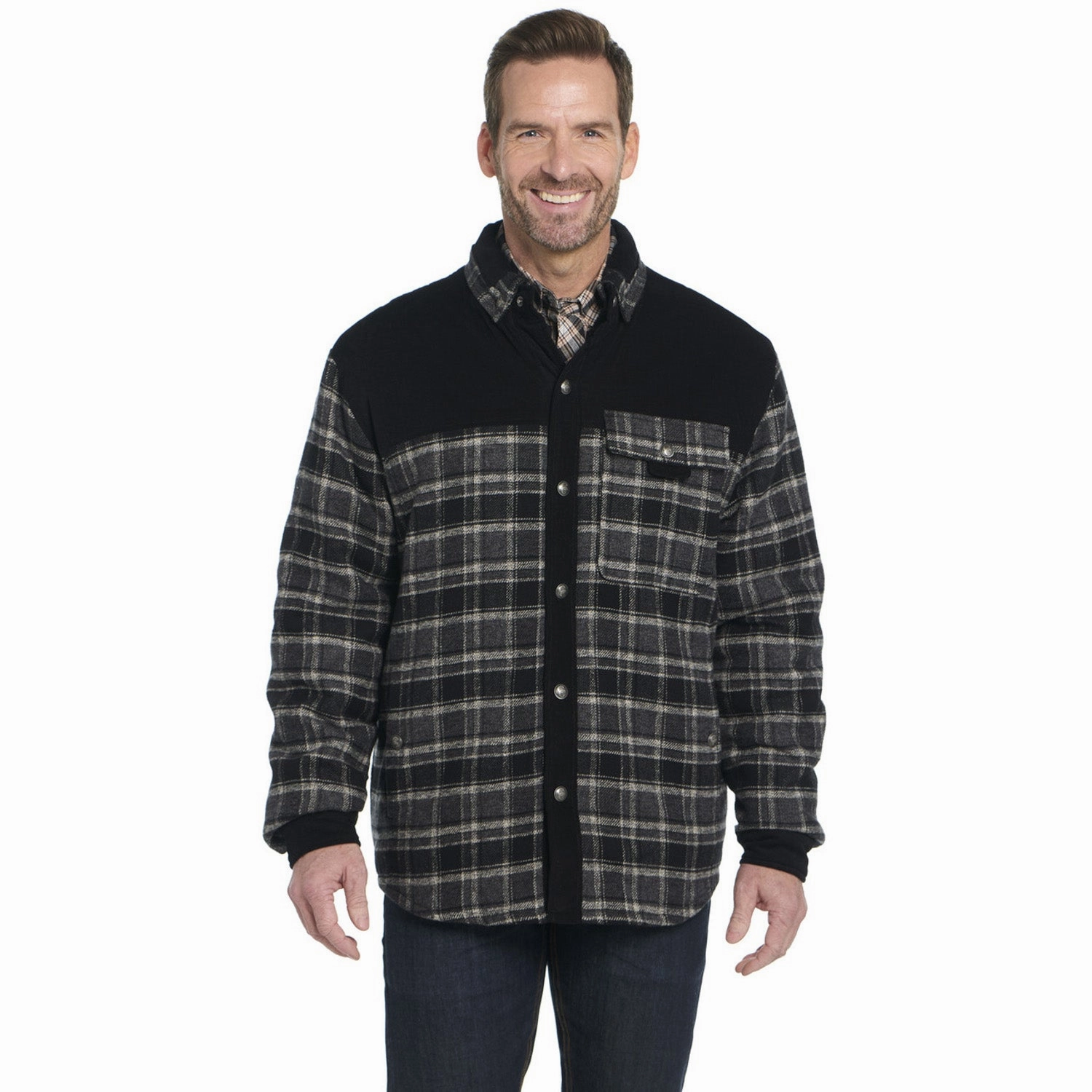 Water Repellent Fabric Cripple Creek Mens Two-Tone Micro-Cord Shirt Aurora Black 100% Polyester Jacket