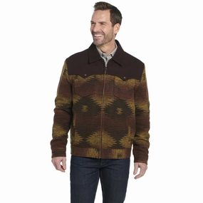Waterproof Coating Cripple Creek Mens Two-Toned Navajo Zip CCP Golden Brown 100% Polyester Jacket S