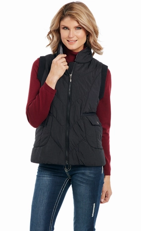 Breathable wear Cripple Creek Womens Black Nylon Water-Resistant Melton Vest