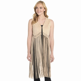 Cripple Creek Womens Double-Faced Drifting Sand 100% Polyester Faux Leather Vest Packable Style Sleek Style