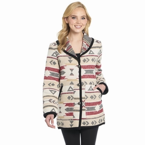 Cripple Creek Womens Navajo Blanket Shawl Collar Desert Lights Polyester Coat Low Maintenance Fabric High End Look