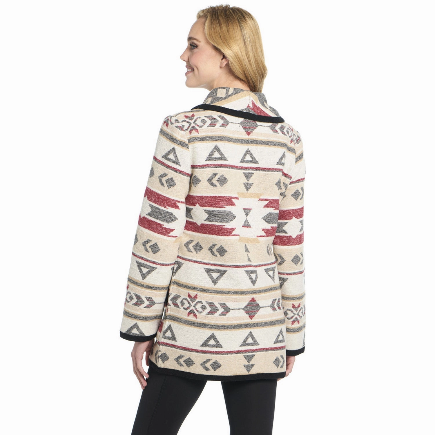 Cripple Creek Womens Navajo Blanket Shawl Collar Desert Lights Polyester Coat Hypoallergenic fabric