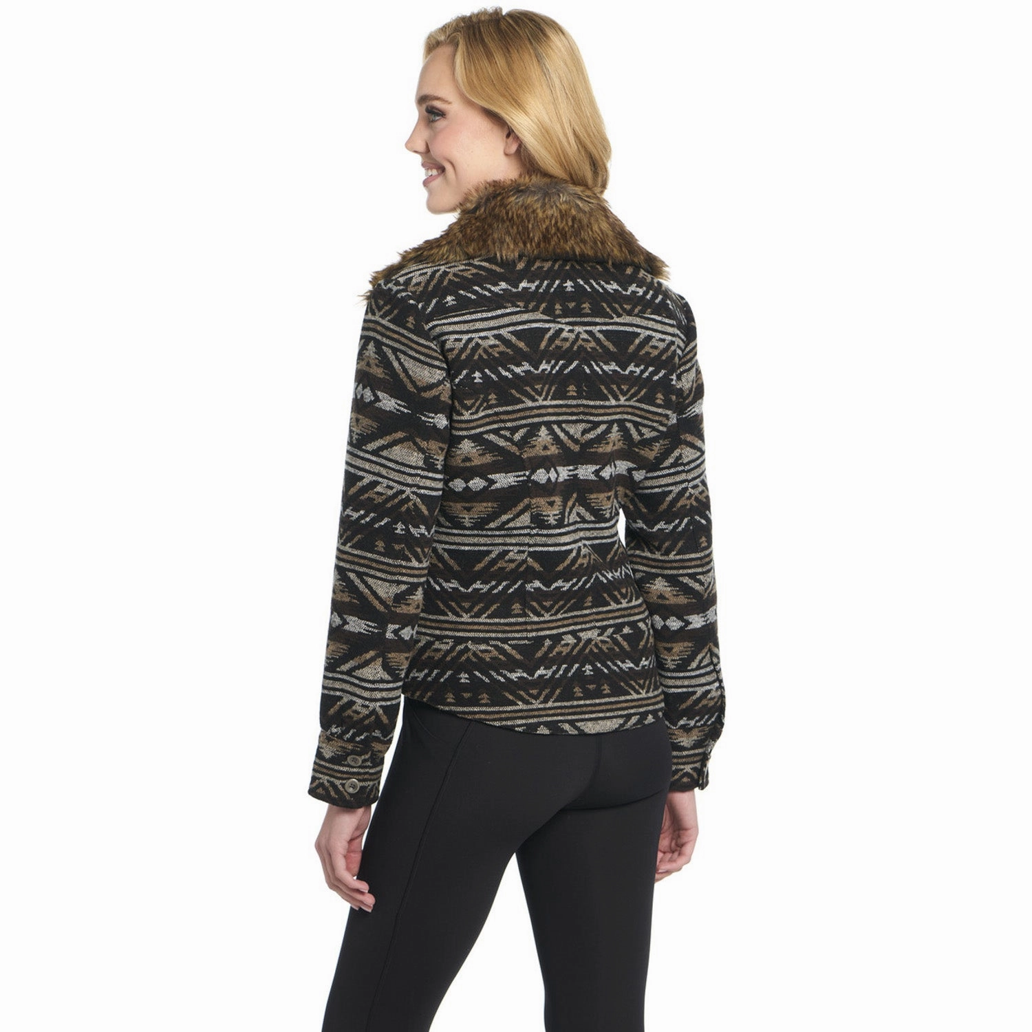 Cripple Creek Womens Navajo Blanket Zip Front Americano Brown Polyester Jacket Fashion Use