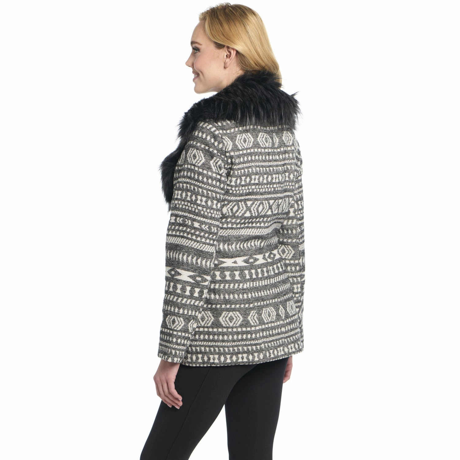 Cripple Creek Womens Navajo Blanket Zip Front Black Oak 100% Polyester Jacket Thermal Regulating Hoodie