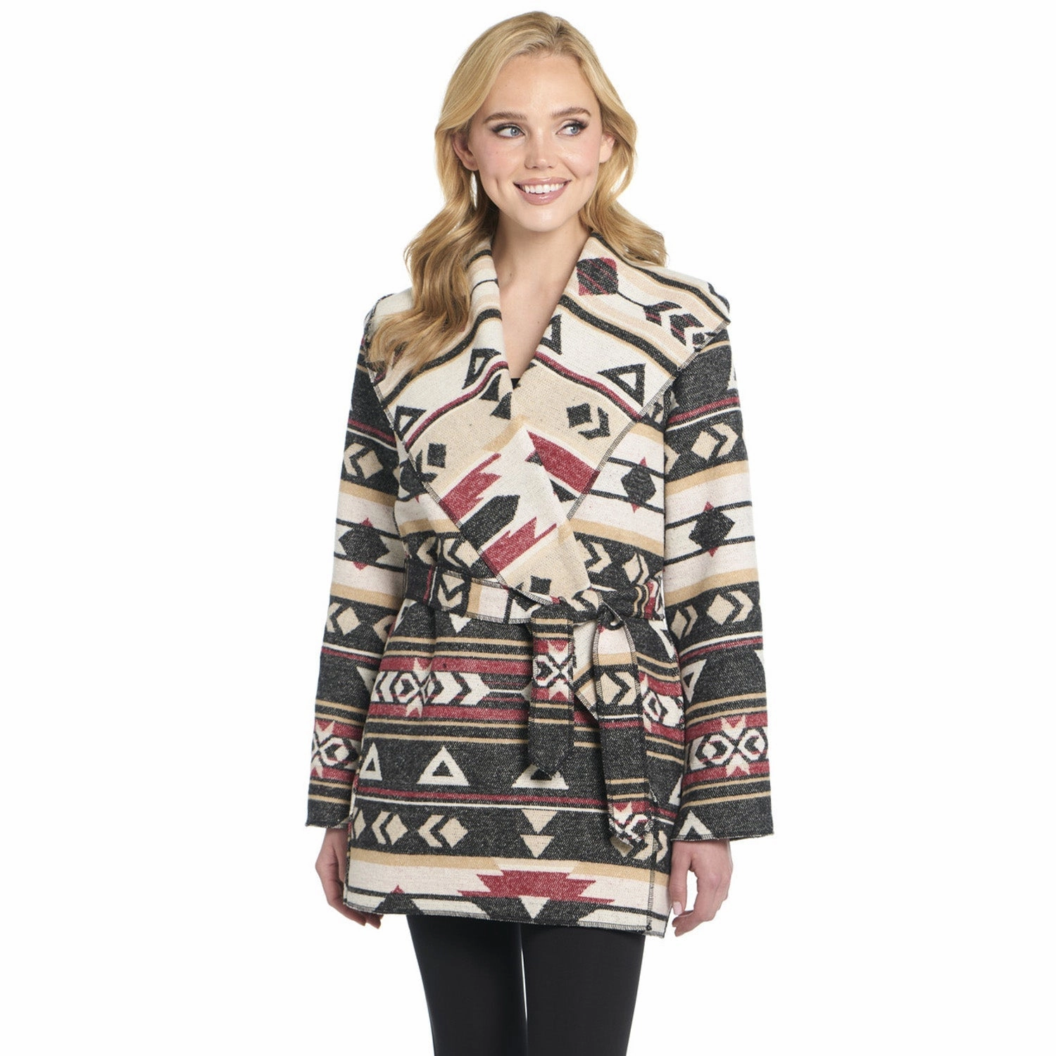 Ergonomic Cut Advanced Insulation Cripple Creek Womens Navajo Tie Front Blanket Hood Red Birch Polyester Jacket