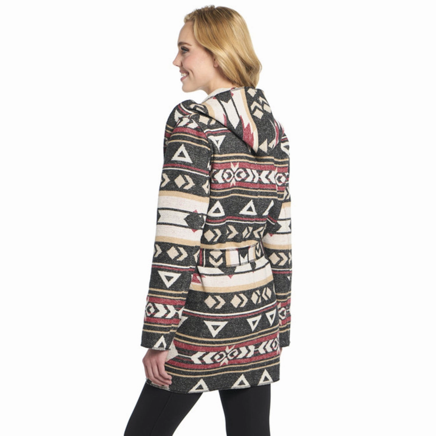 Low Bulk High Warmth Cripple Creek Womens Navajo Tie Front Blanket Hood Red Birch Polyester Jacket