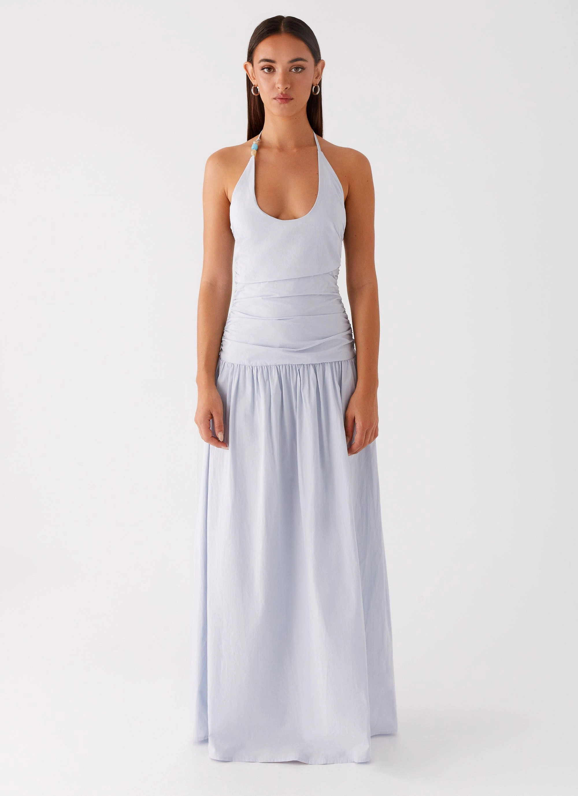 Cristina Halter Maxi Dress - Cornflower Blue Light Coat Casual Fashion