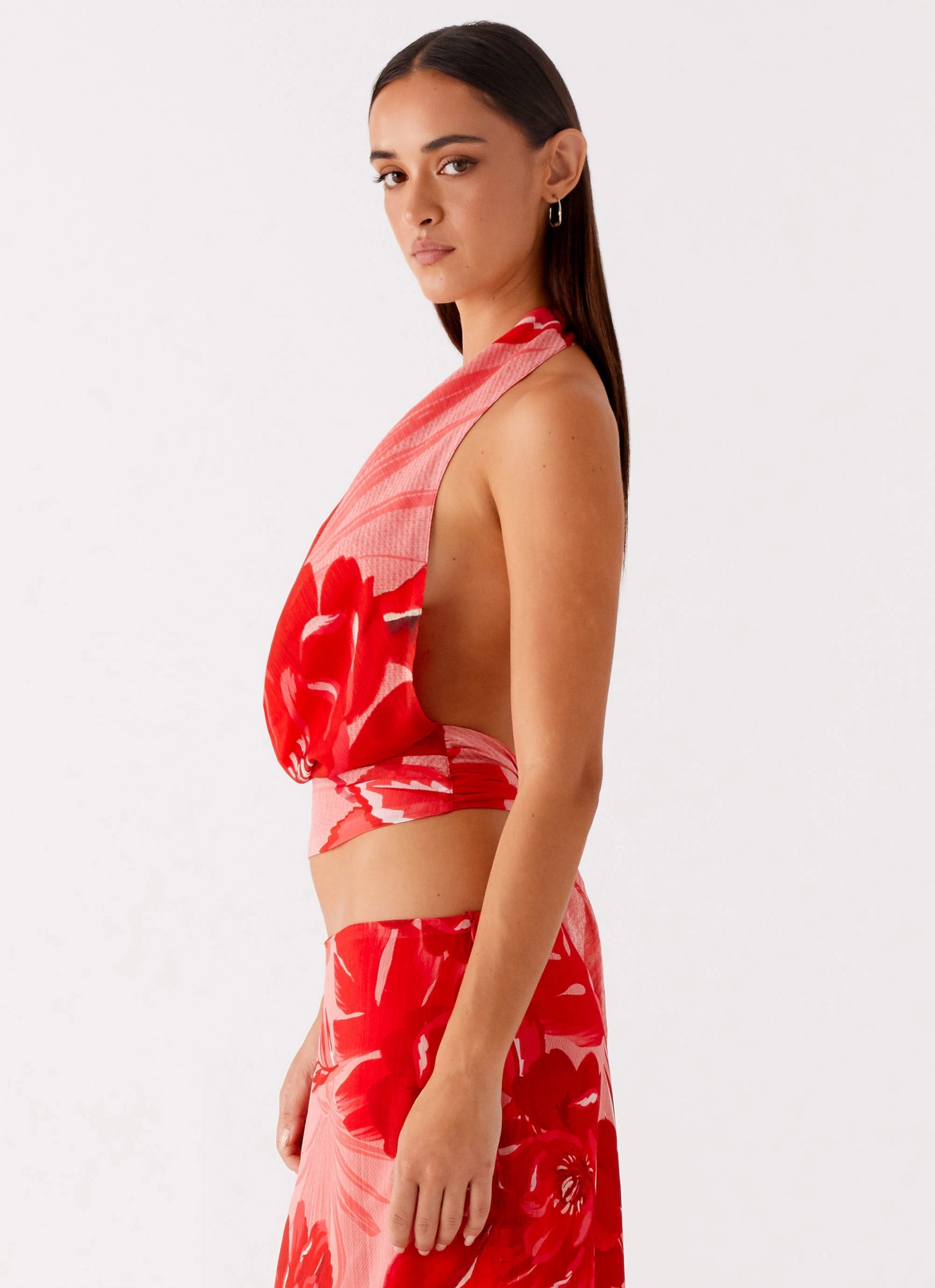 Seasonal special Occasion Dressing Soren Halter Top - Sicily Sunsets Print