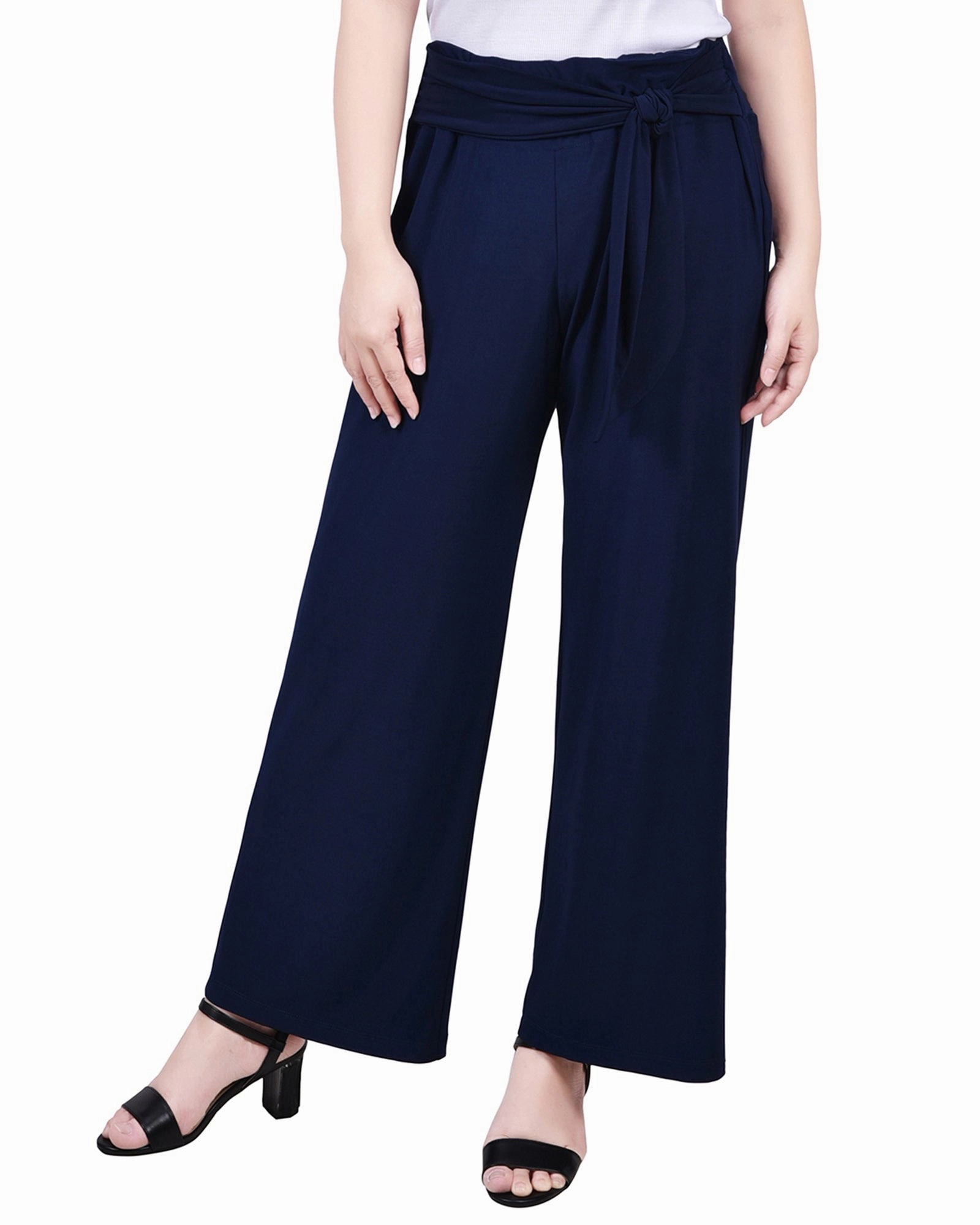 Cropped Pull On Pants With Sash Flexible Activewear