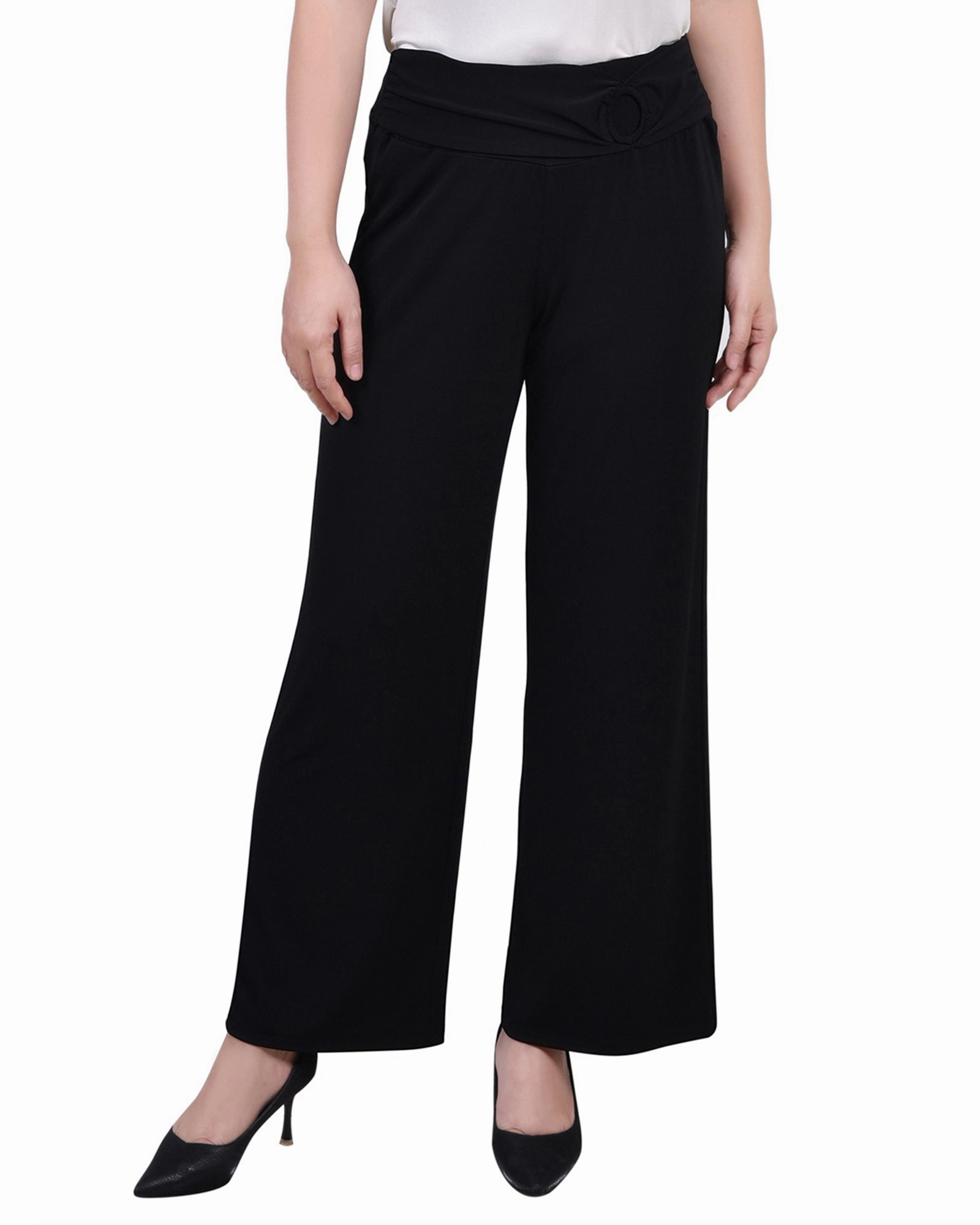 Cropped Pull On Pants With Sash Back pockets