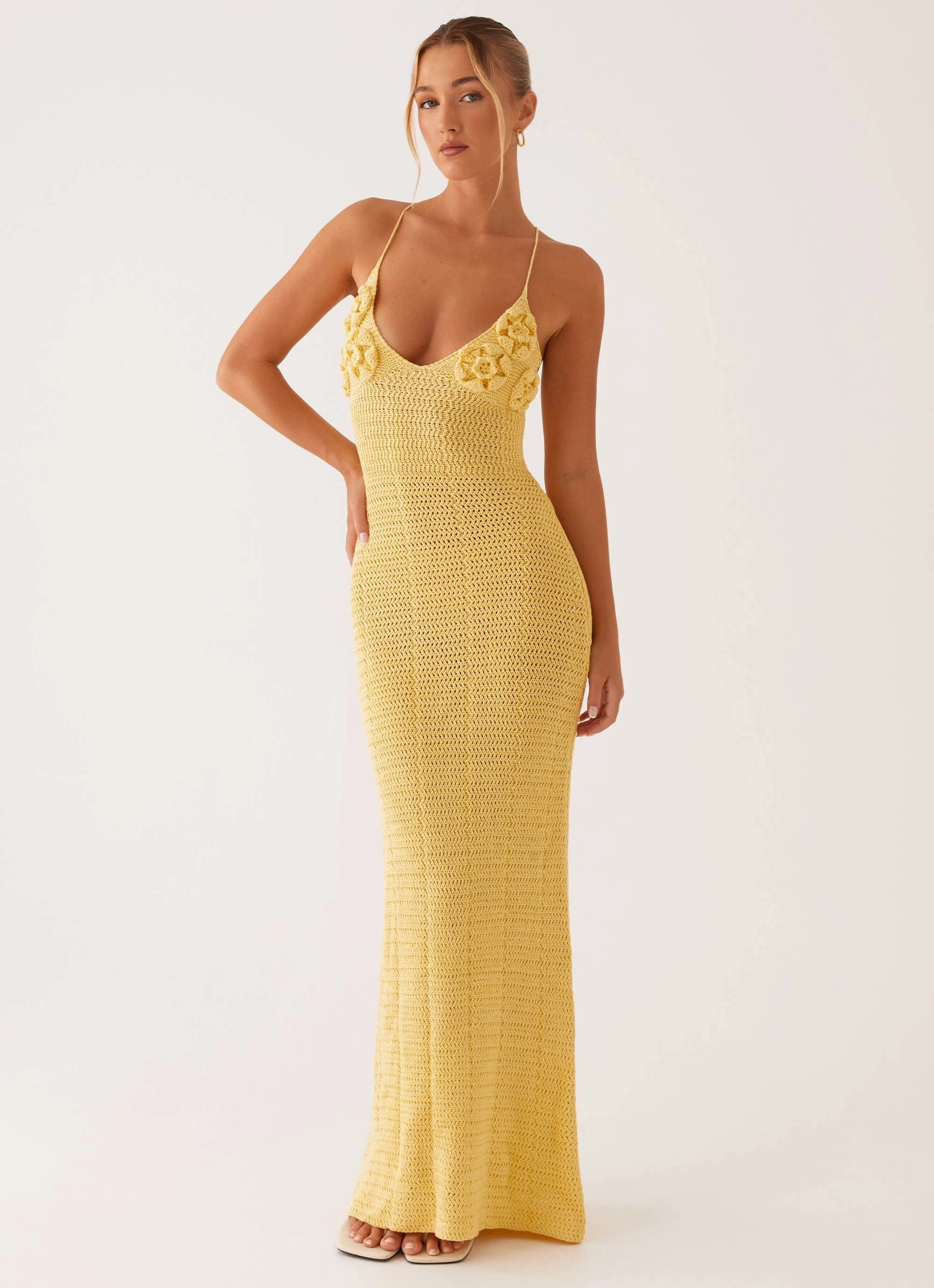 Zara Rose Crochet Maxi Dress - Yellow Timeless boho dress Chic Statement