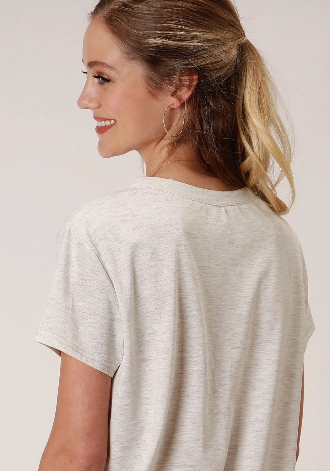 Printed design Summer Fashion Roper Womens Heather Oatmeal Rayon Horseshoe S/S T-Shirt