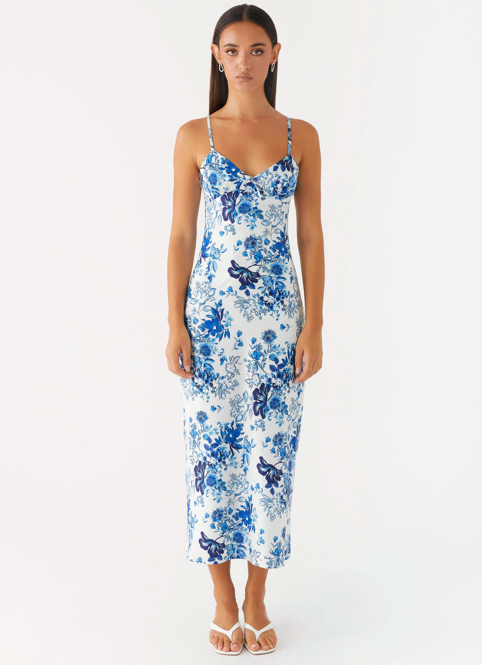 Luxe Appeal Casual Edge Take Chances Midi Dress - Serene Sky Floral