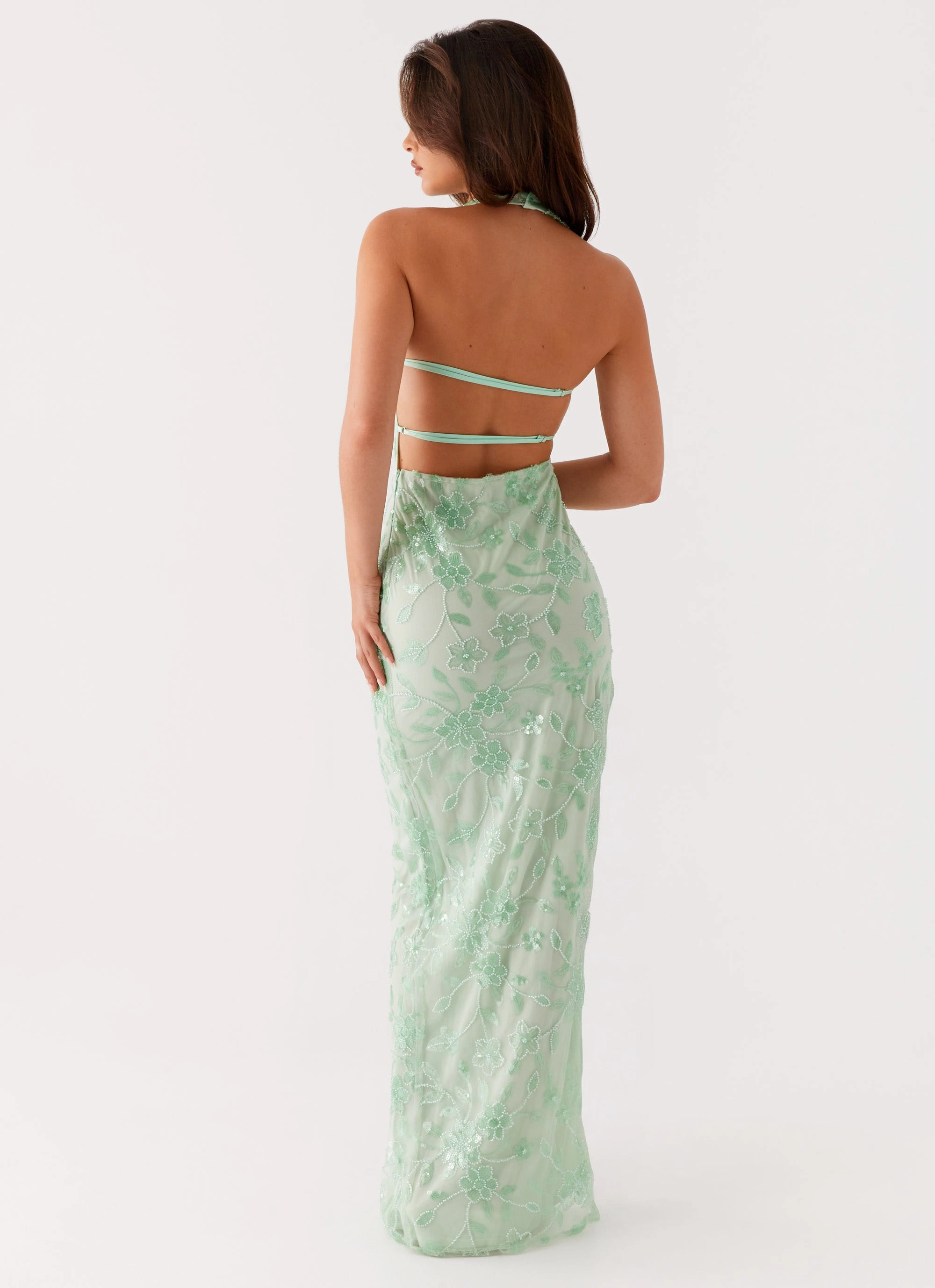 Classic Outerwear Cydney Beaded Maxi Dress - Sage