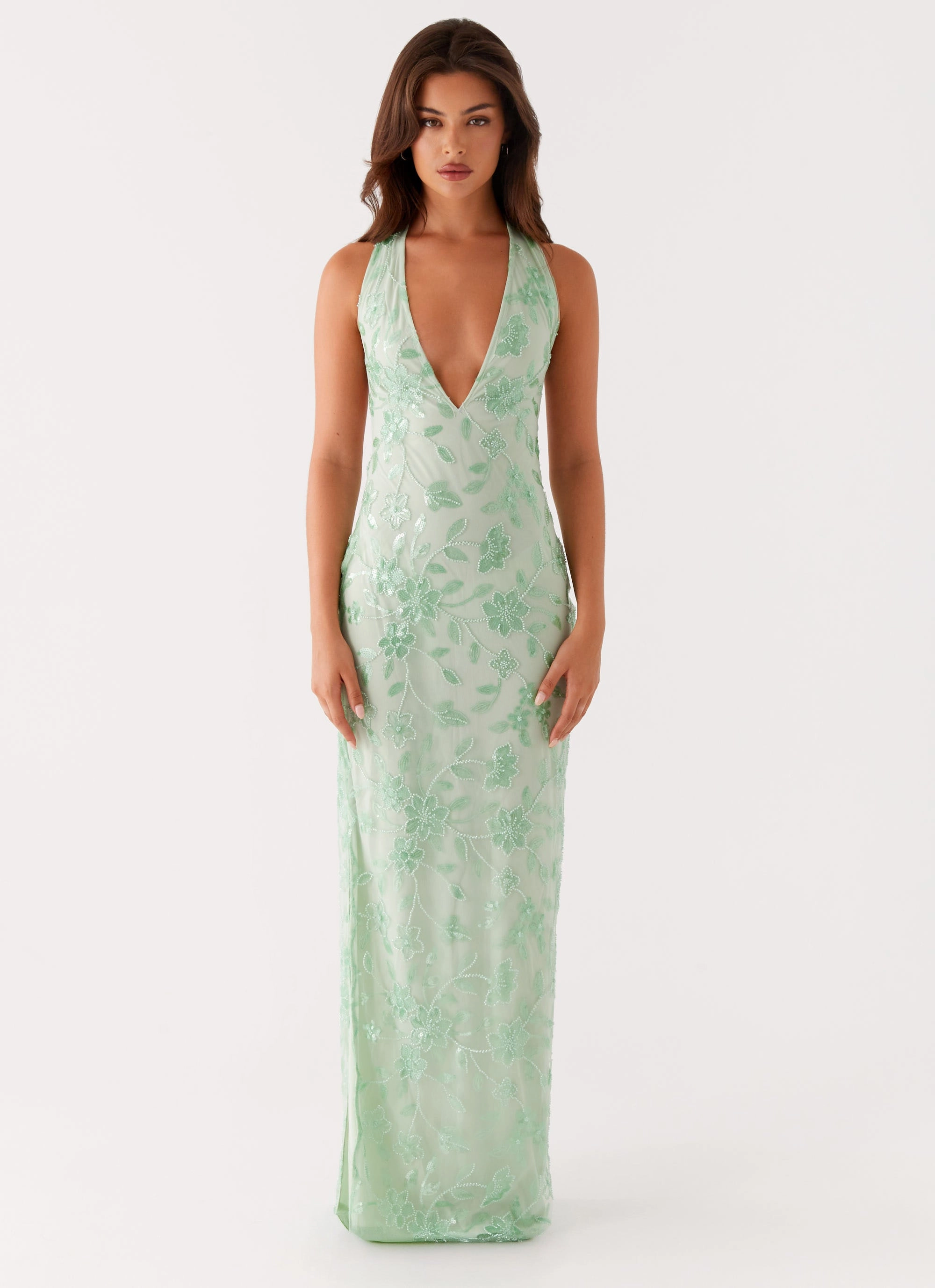 Cydney Beaded Maxi Dress - Sage Heavyweight Warmth