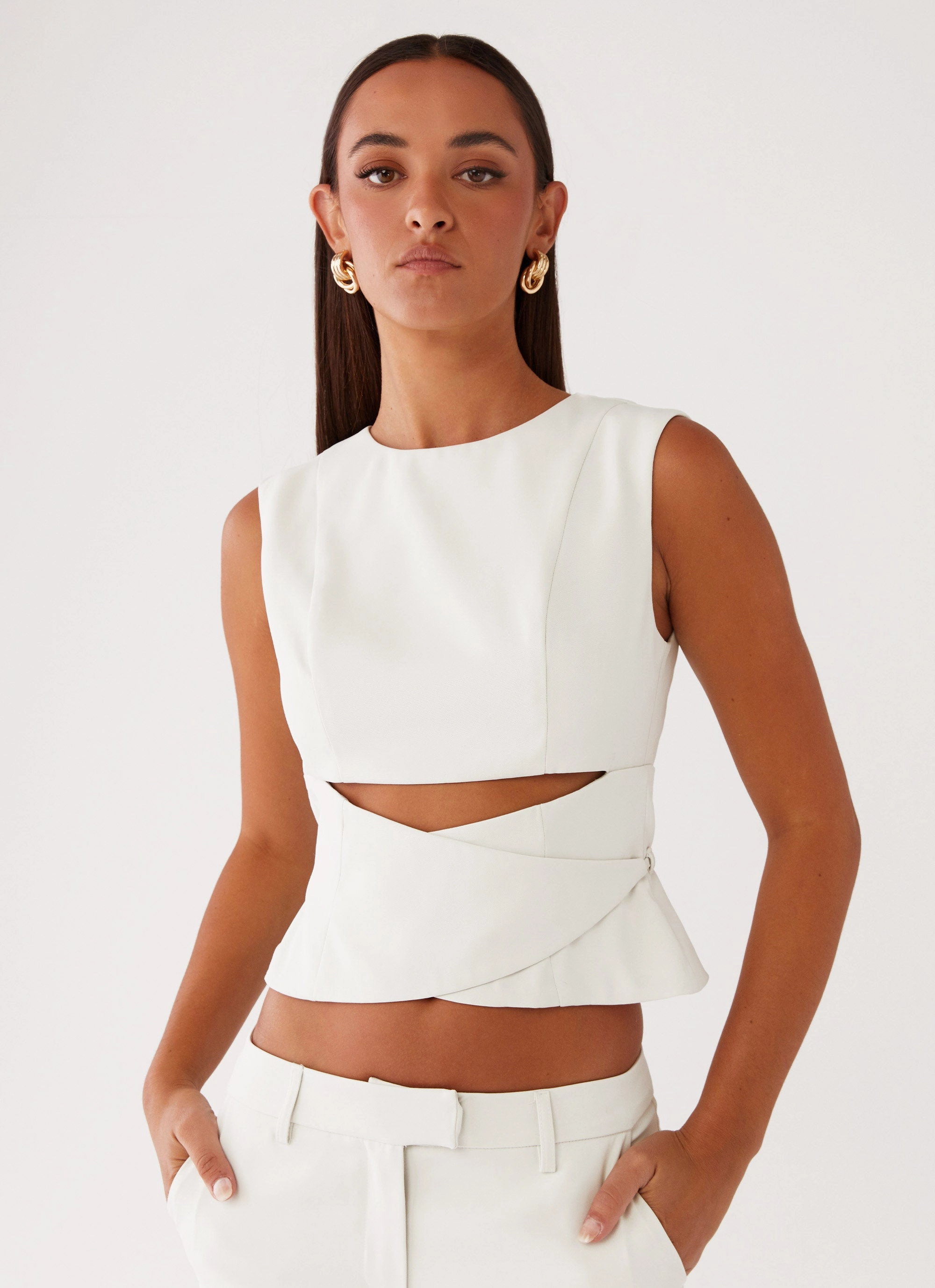 Cyra Wrap Top - Ivory Reflective Safety Accents