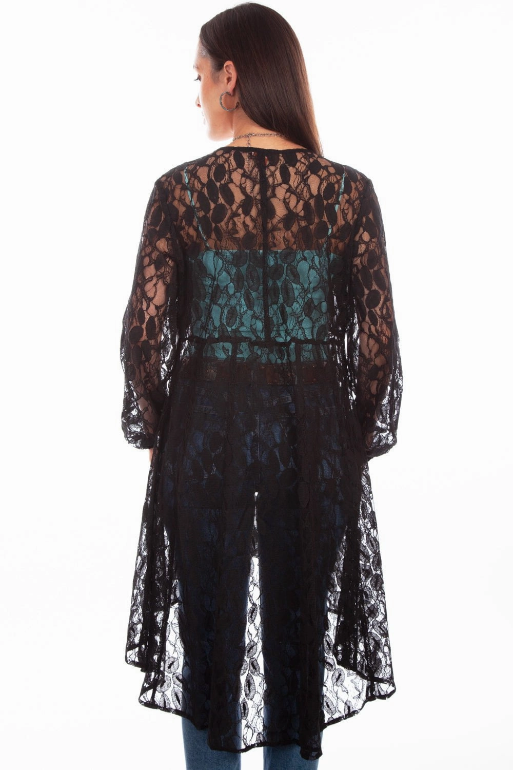 Flexible Fabric Scully Womens Black 100% Polyester Lace V-Neck Duster
