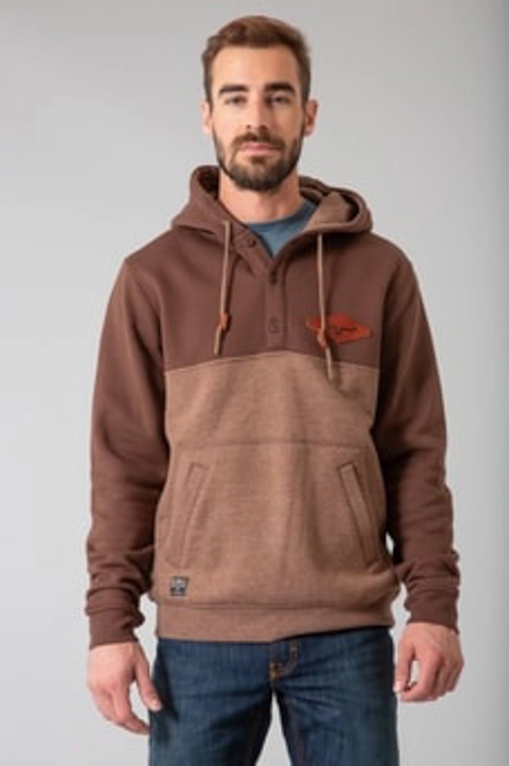 Kimes Ranch Mens Ogden Hood Brown Cotton blend Hoodie Modular Design HybridLayerCompatibility