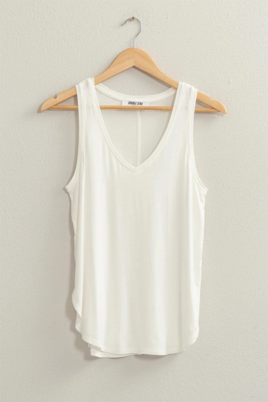 Weighted Hem Trim Daisychain V Neck Tank Top