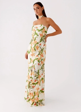 Artistic Edge Damali Satin Maxi Dress - Floral Print