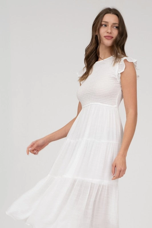 Smart Detail DANICA SMOCKED TIERED MIDI DRESS S-3XL