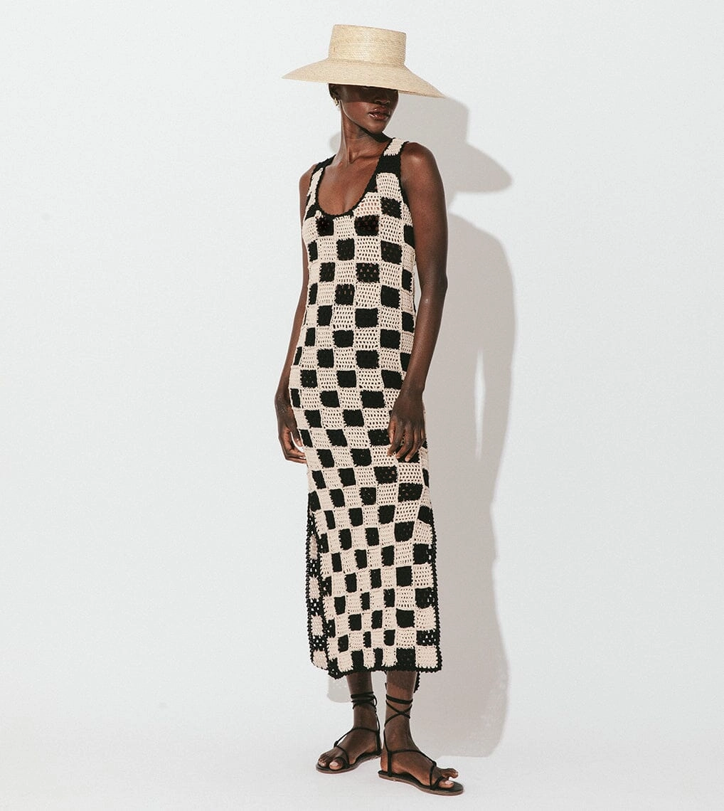 Danika Crochet Dress | Black/White All-Season Comfort