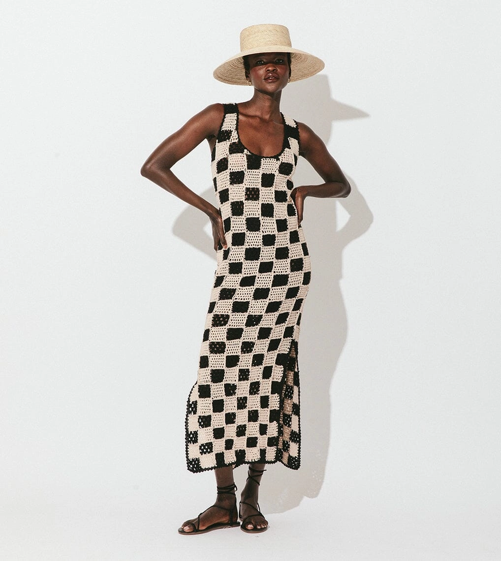 Semi Formal Danika Crochet Dress | Black/White