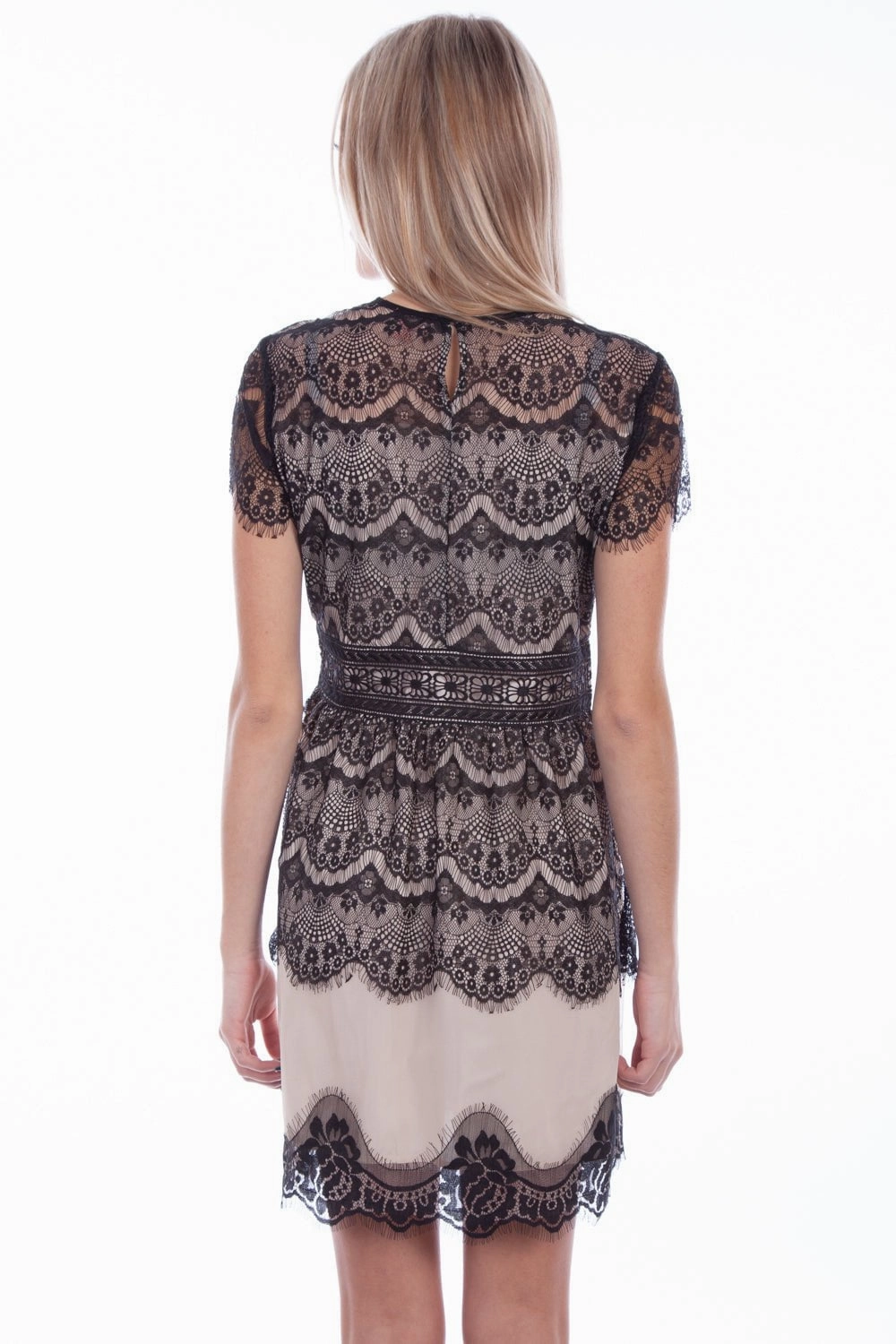 Silky Shine Scully Womens Black Polyester Contrast S/S Dress