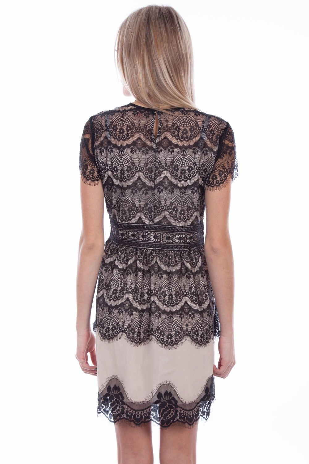 BreathableKnit Fabric Scully Womens Black Polyester Contrast S/S Dress