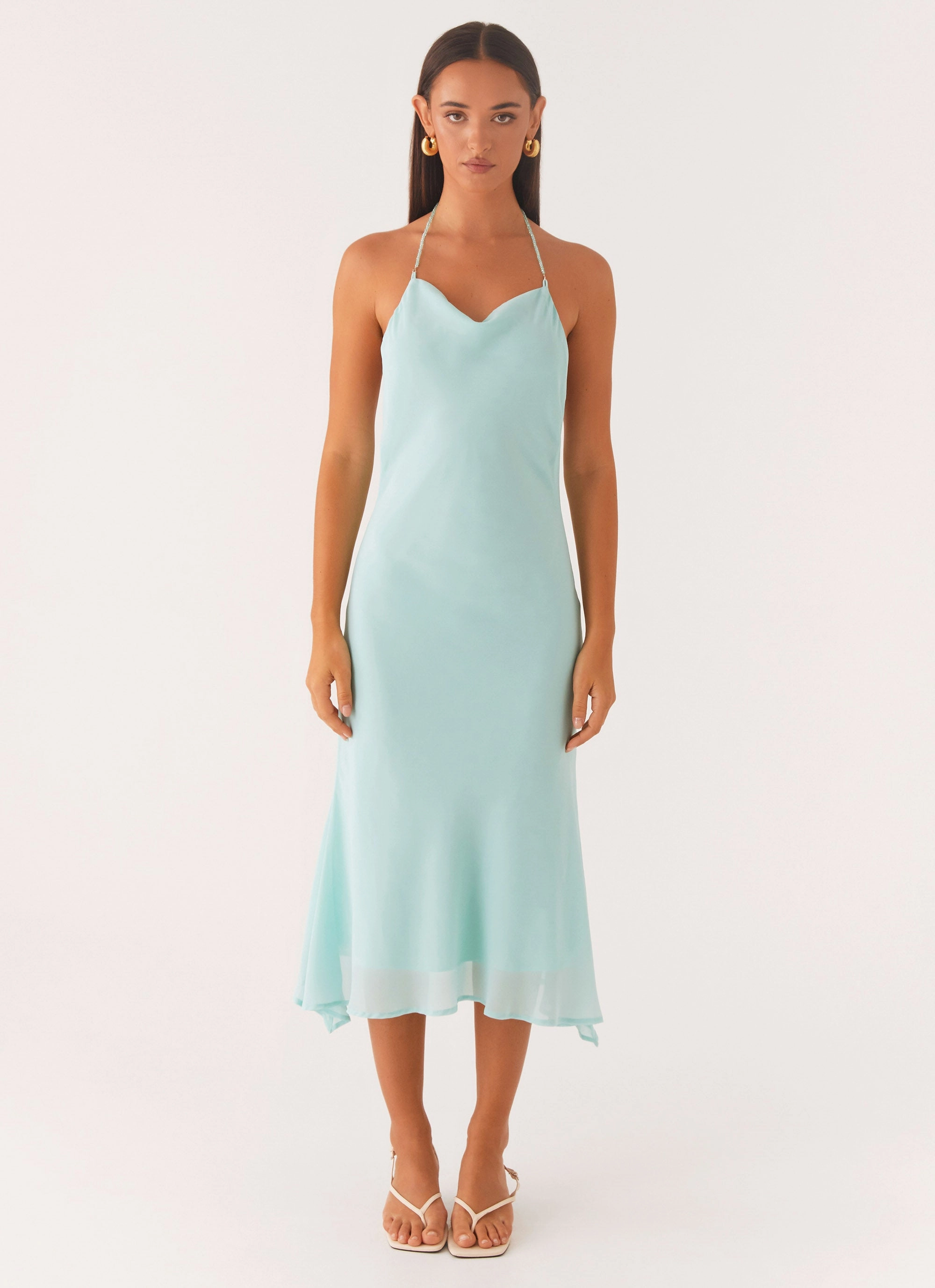 Deep Dive Midi Dress - Pale Blue Noble Glow Fashionable Design