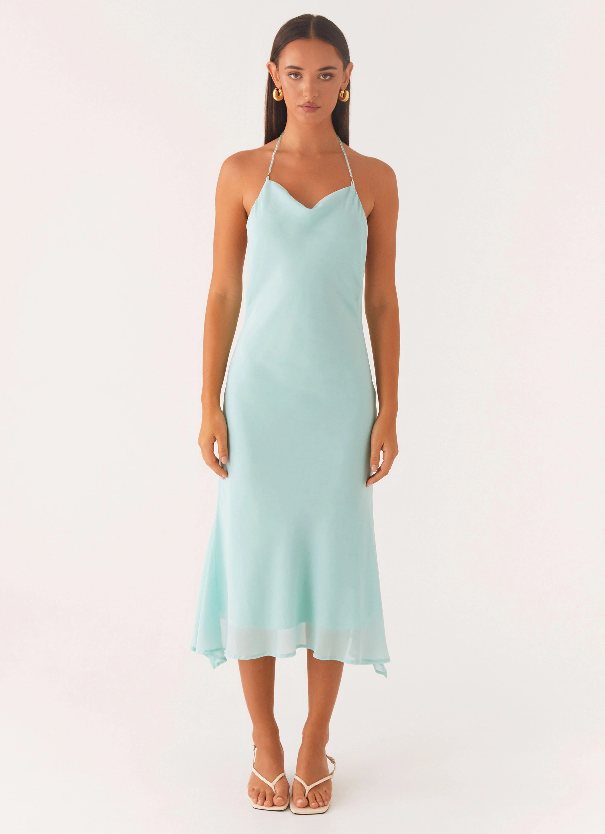 Modern Coat Deep Dive Midi Dress - Pale Blue