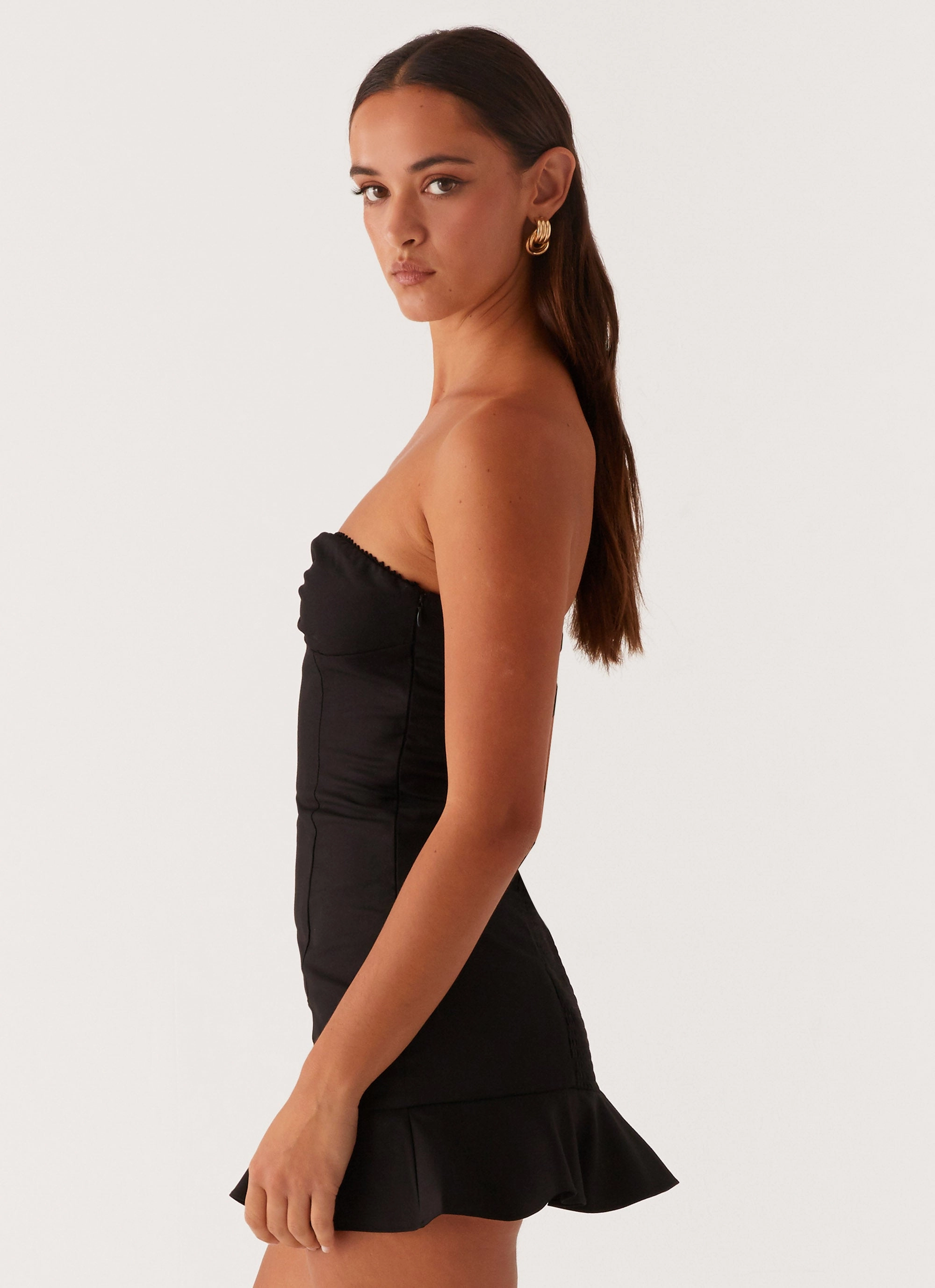 Delmi Bustier Mini Dress - Black Draped-Style