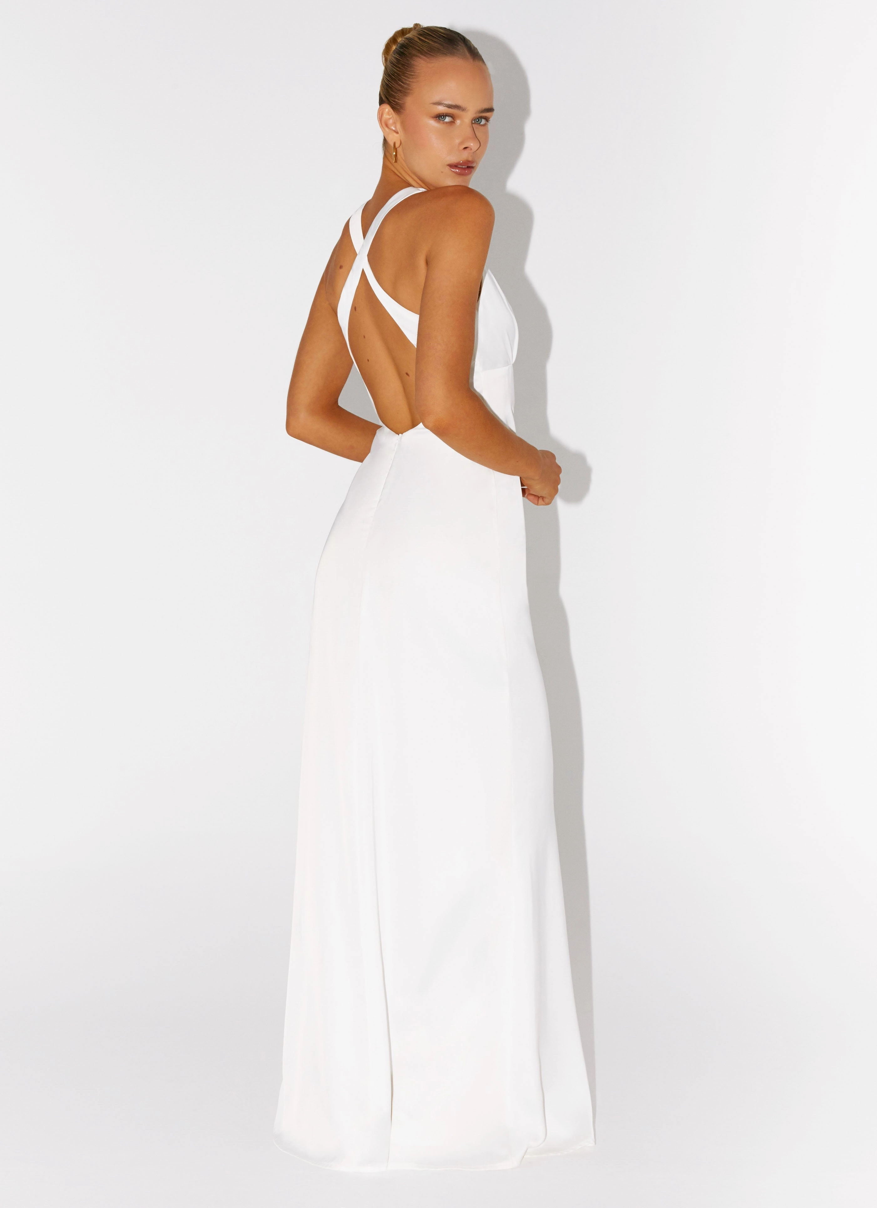 Desi Halterneck Maxi Dress - White Classic Outerwear
